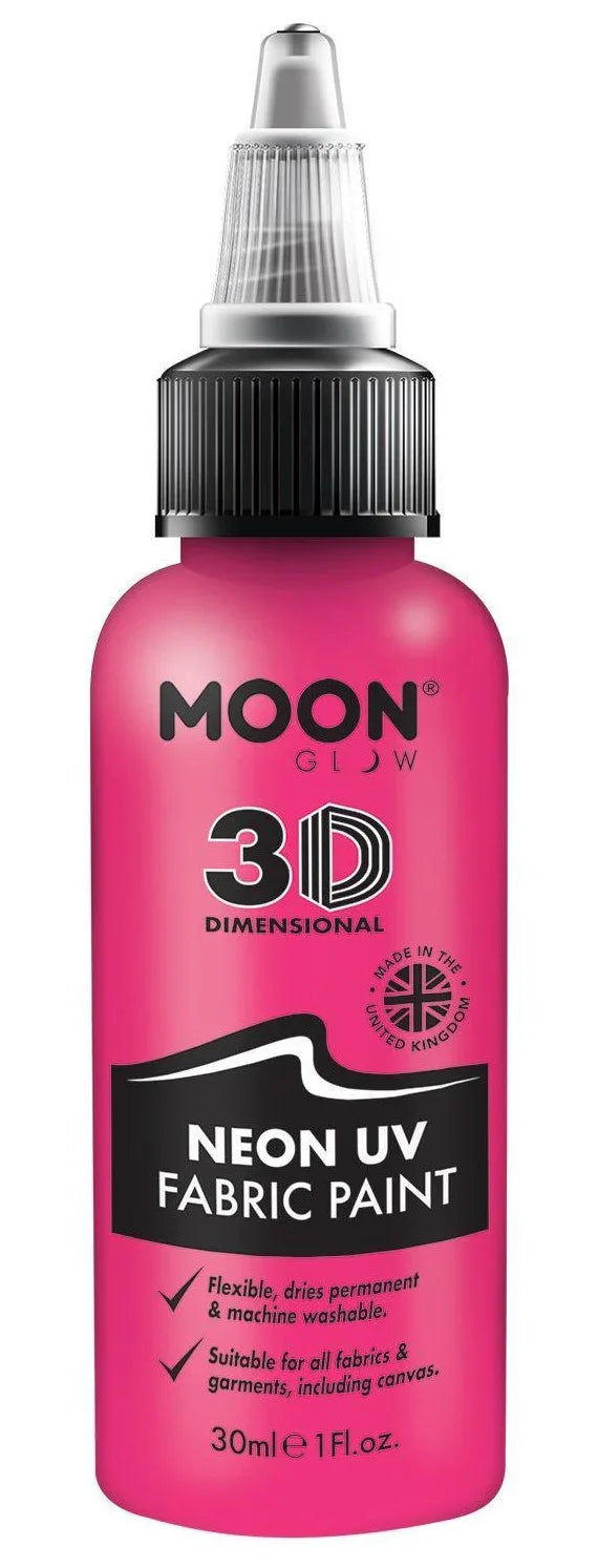 Pintura para Telas en Colores Neón UV Maquillaje y Pinturas Smiffys Rosa