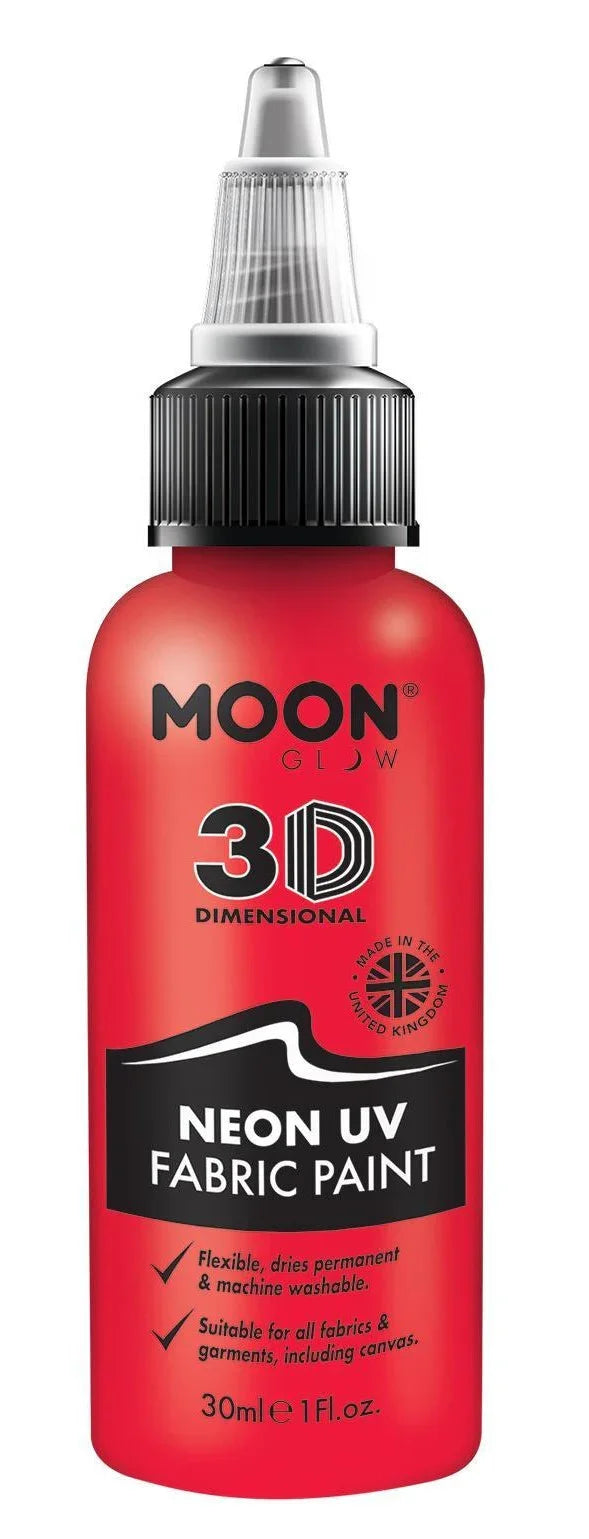 Pintura para Telas en Colores Neón UV Maquillaje y Pinturas Smiffys Rojo