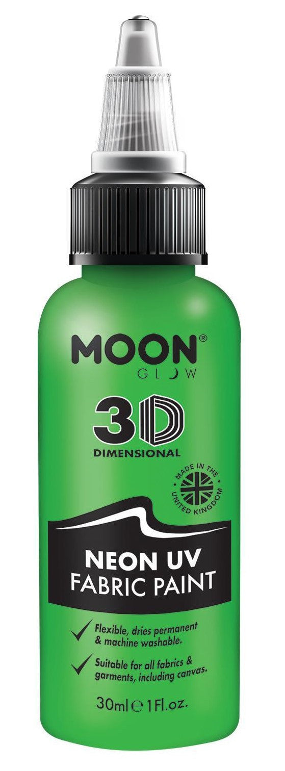 Pintura para Telas en Colores Neón UV Maquillaje y Pinturas Smiffys Verde