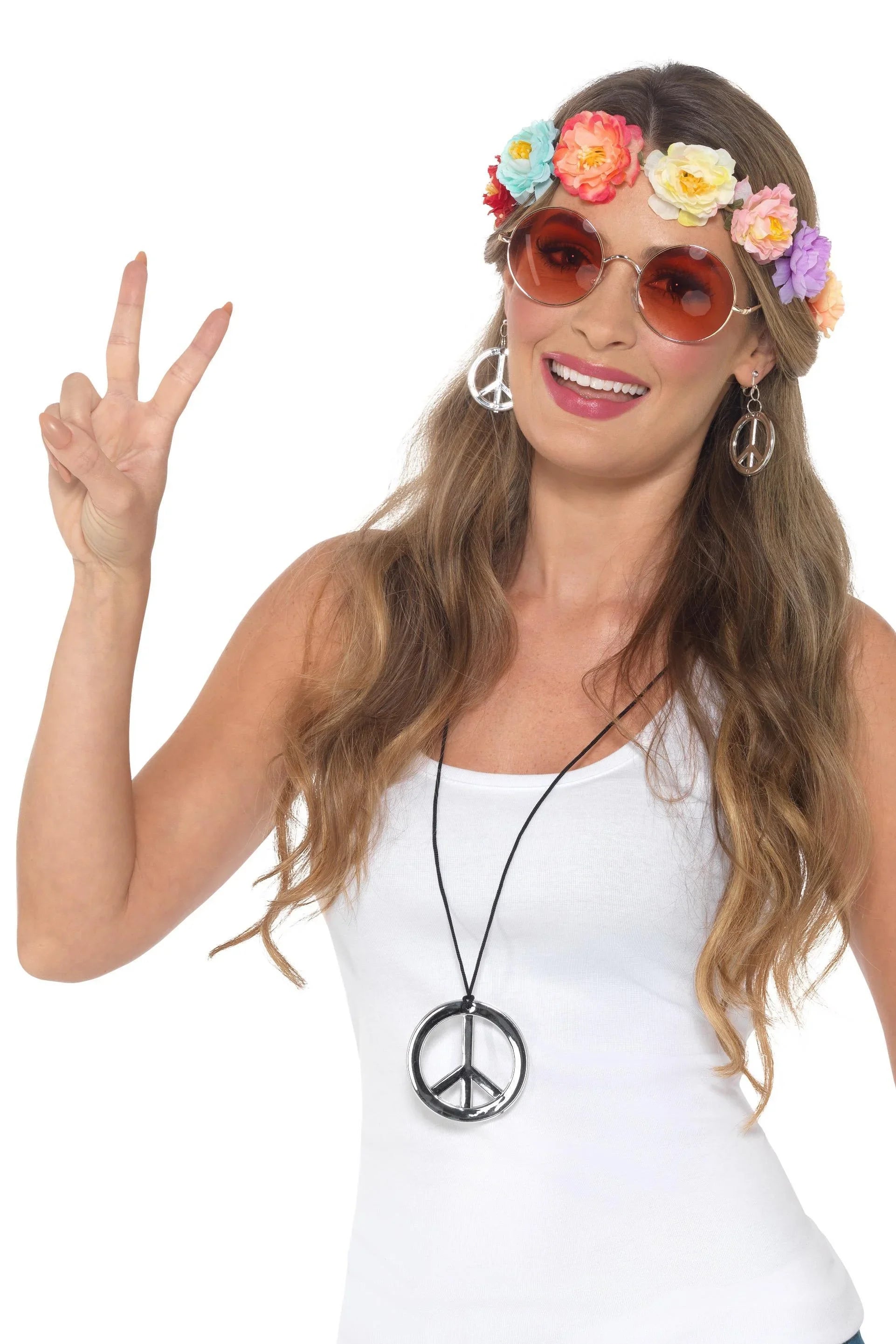 Kit de Hippie con Diadema, Gafas, Collar y Pendientes Complementos Hippies Smiffys