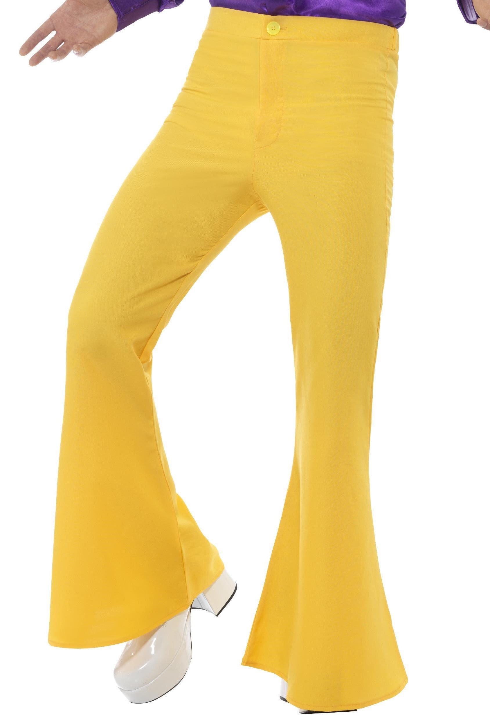 Pantalones de Campana Amarillos para Hombre Pantalones de Campana Disco Años 70 Smiffys