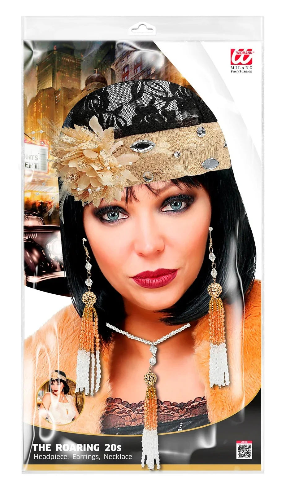Kit Charleston con Tocado, Collar y Pendientes Charleston, Gangster y Años 20 Widmann