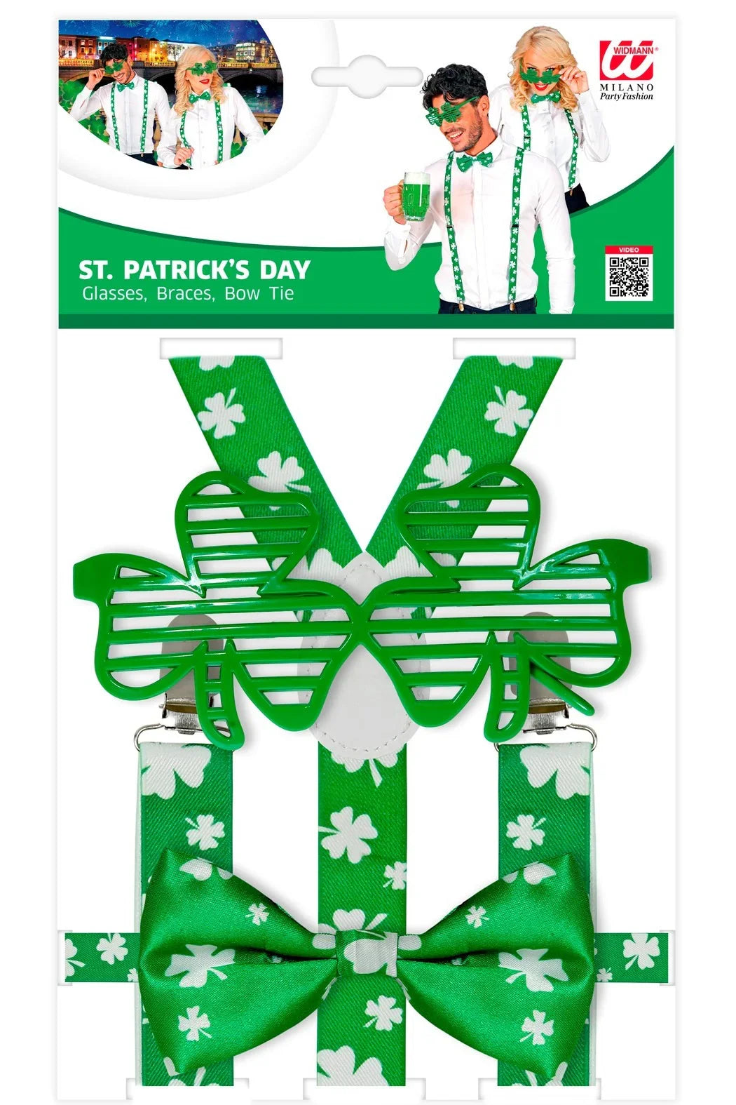 Kit de San Patricio con Gafas, Tirantes y Pajarita San Patricio Widmann