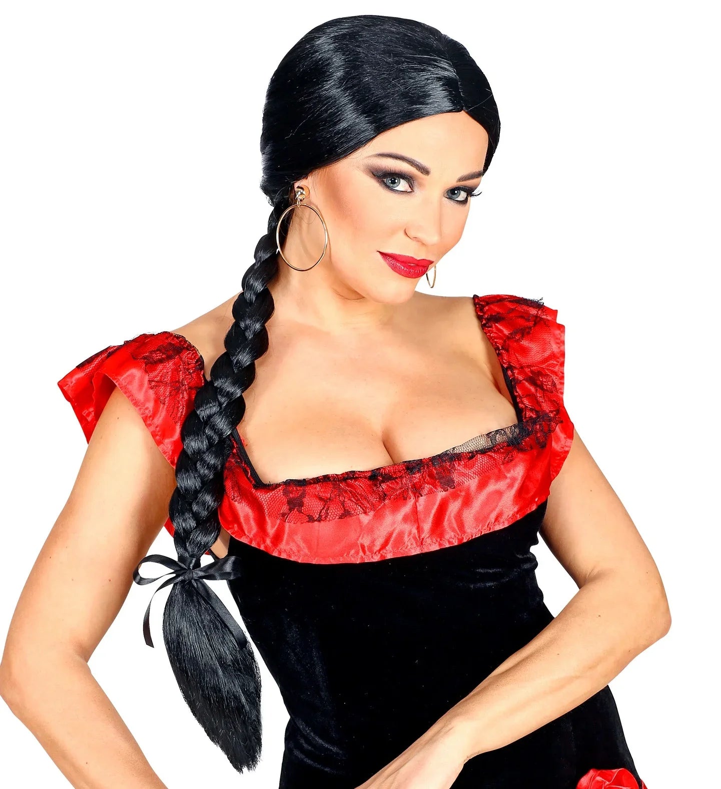 Peluca Morena con Trenza Larga Pelucas Morenas Widmann