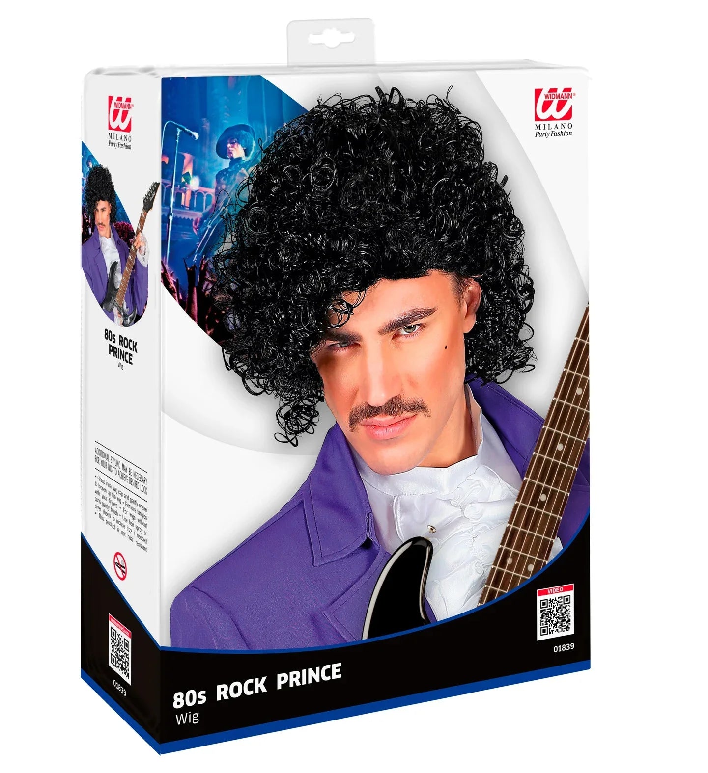 Peluca de Prince Años 80 Morena Rizada Pelucas Morenas Widmann