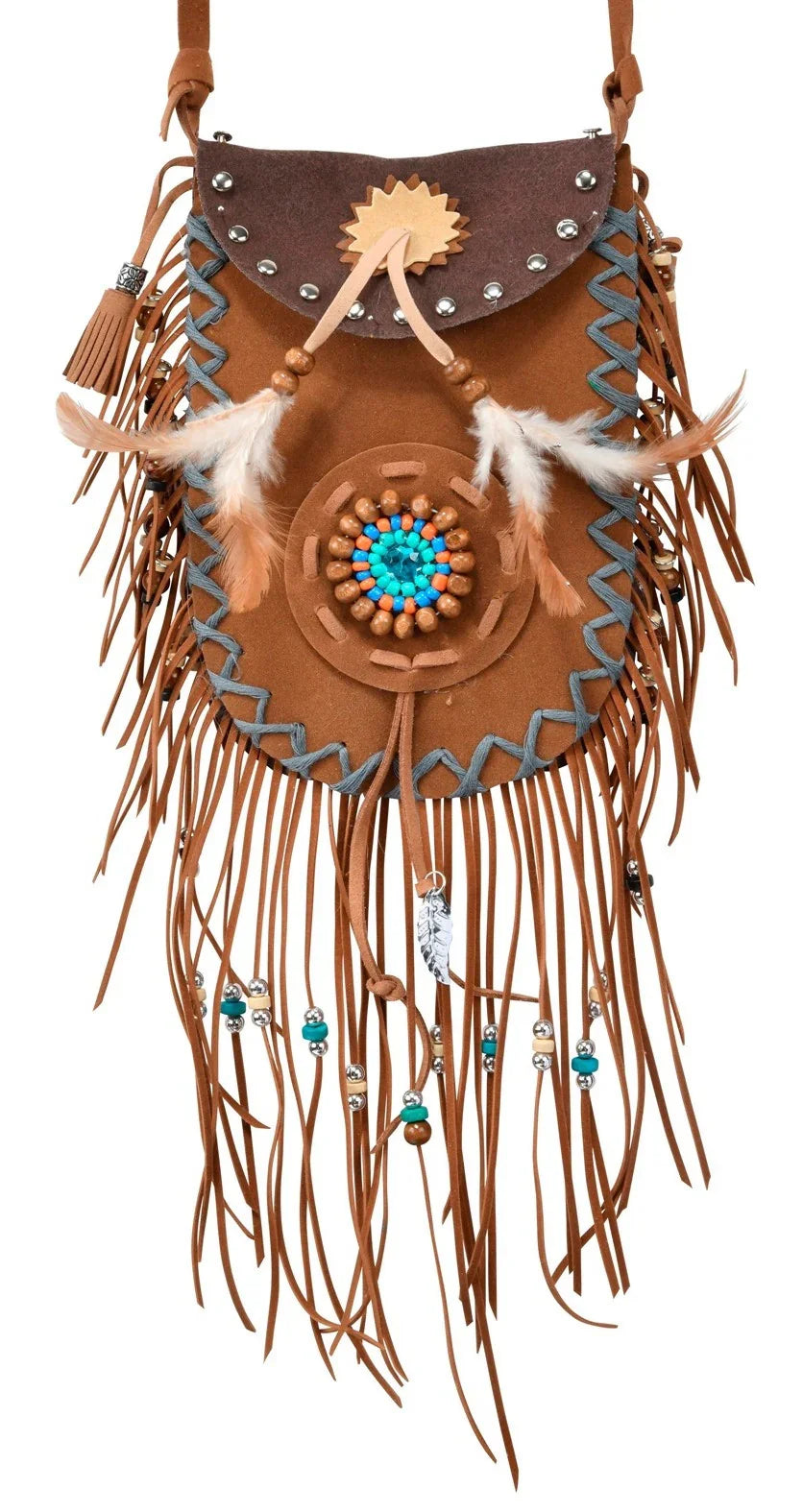 Bolso Indio Decorado con Flecos y Plumas Complementos Indios Widmann