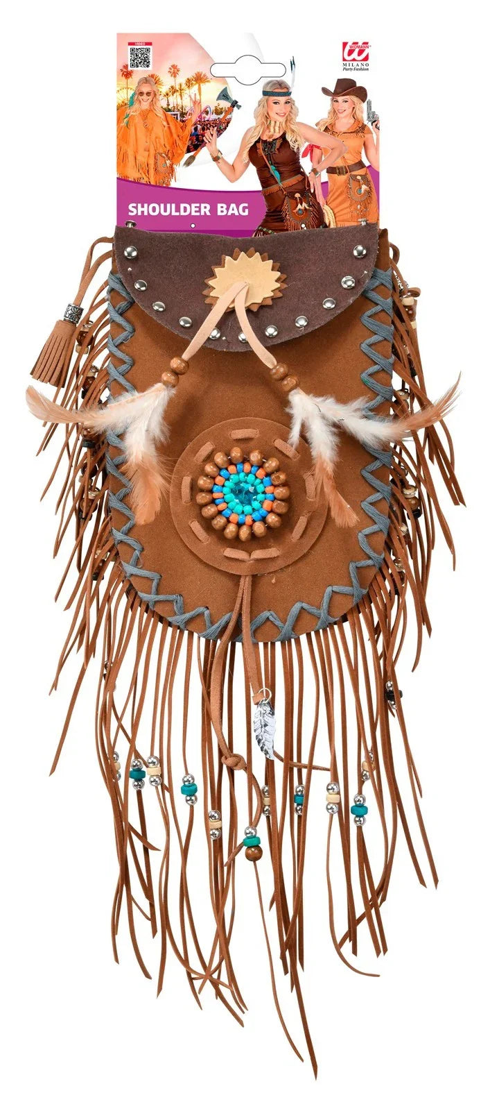 Bolso Indio Decorado con Flecos y Plumas Complementos Indios Widmann