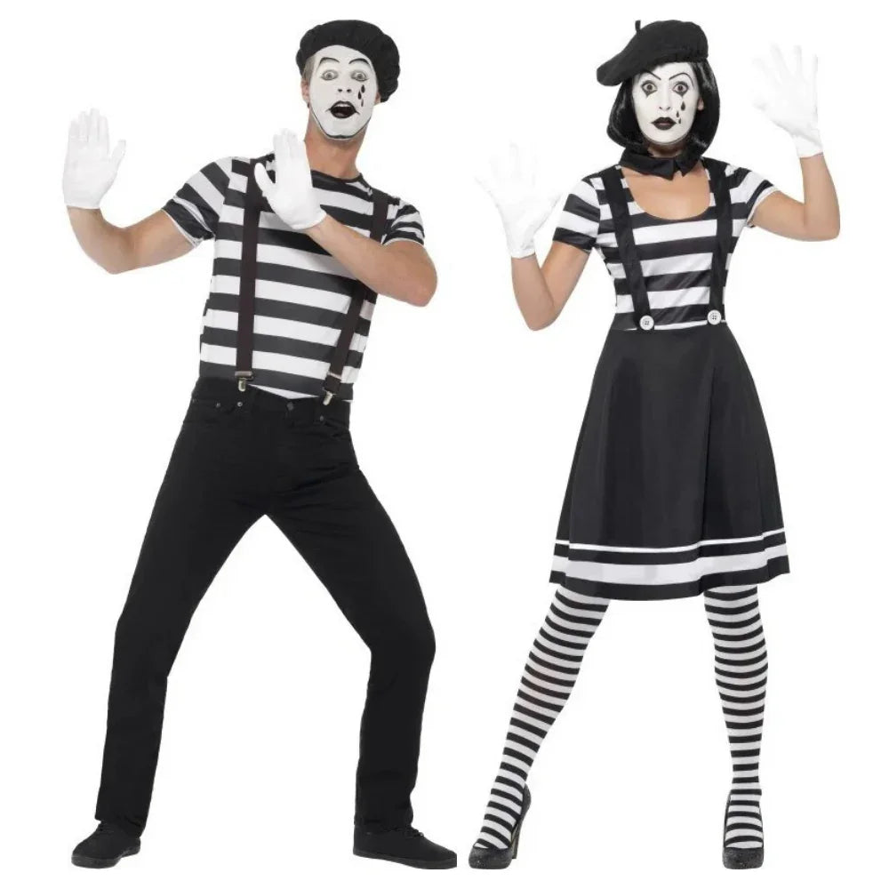 Disfraces en Pareja de Mimos con Kit de Maquillaje Mimo Disfraces Simon