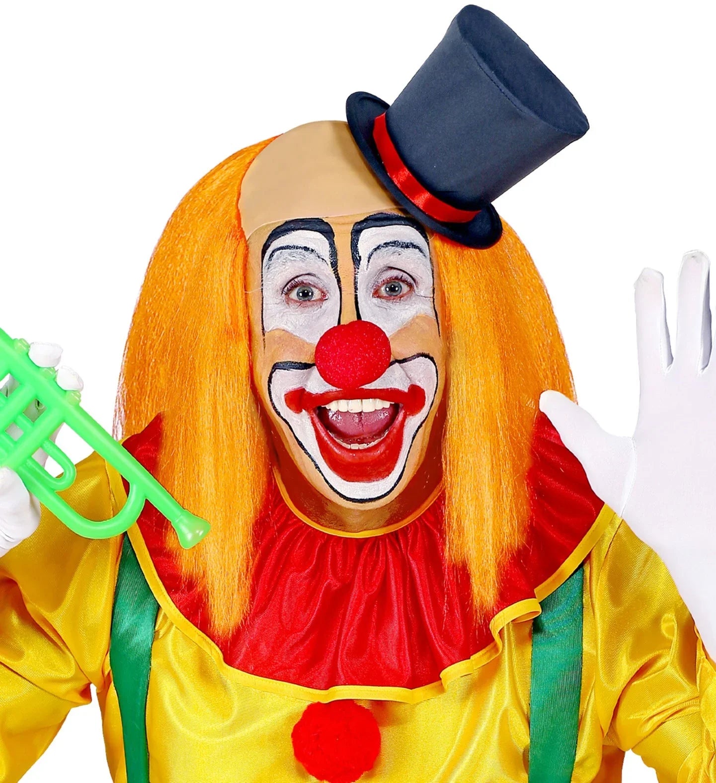 Peluca de Payaso Naranja Lisa con Calva Complementos Payasos Widmann