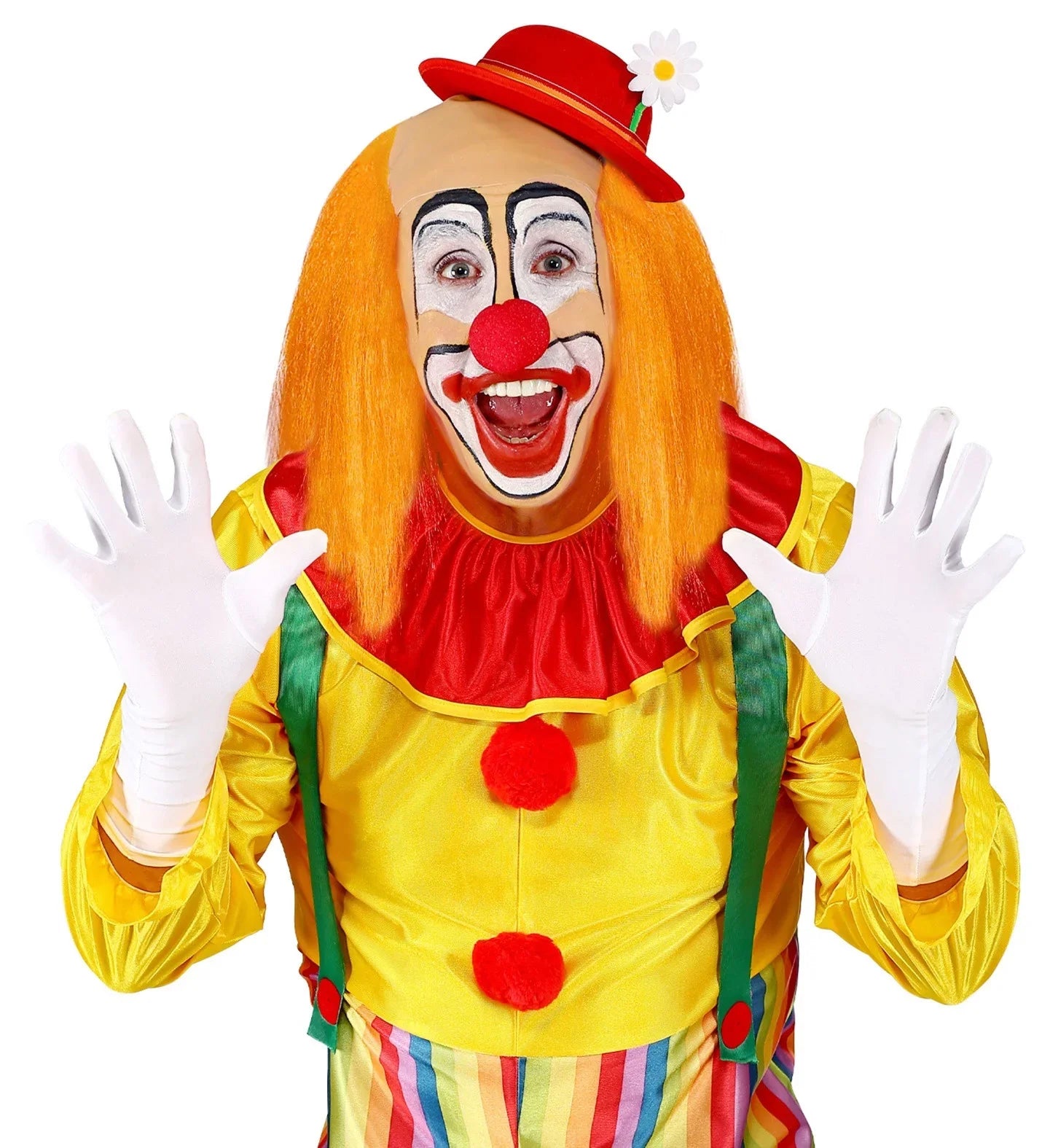 Peluca de Payaso Naranja Lisa con Calva Complementos Payasos Widmann