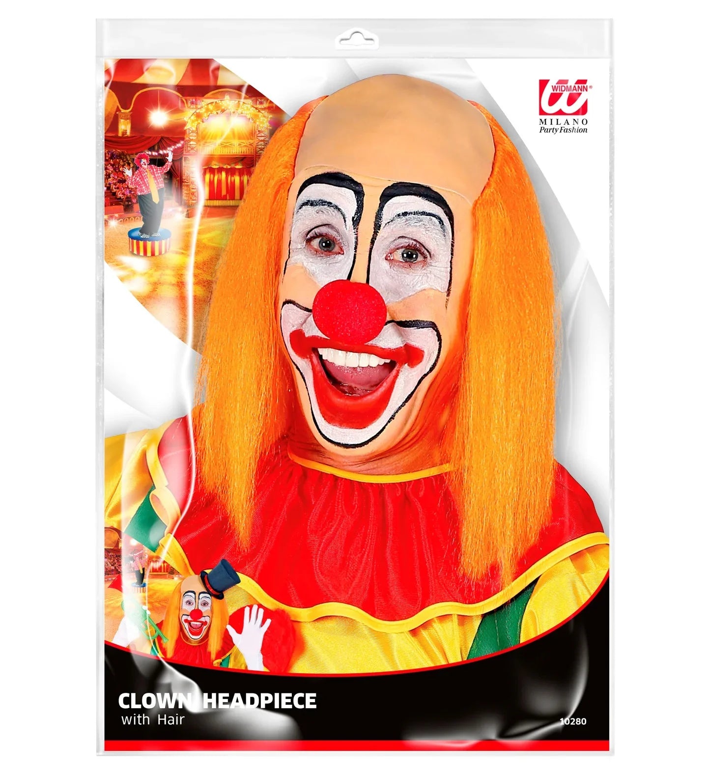 Peluca de Payaso Naranja Lisa con Calva Complementos Payasos Widmann