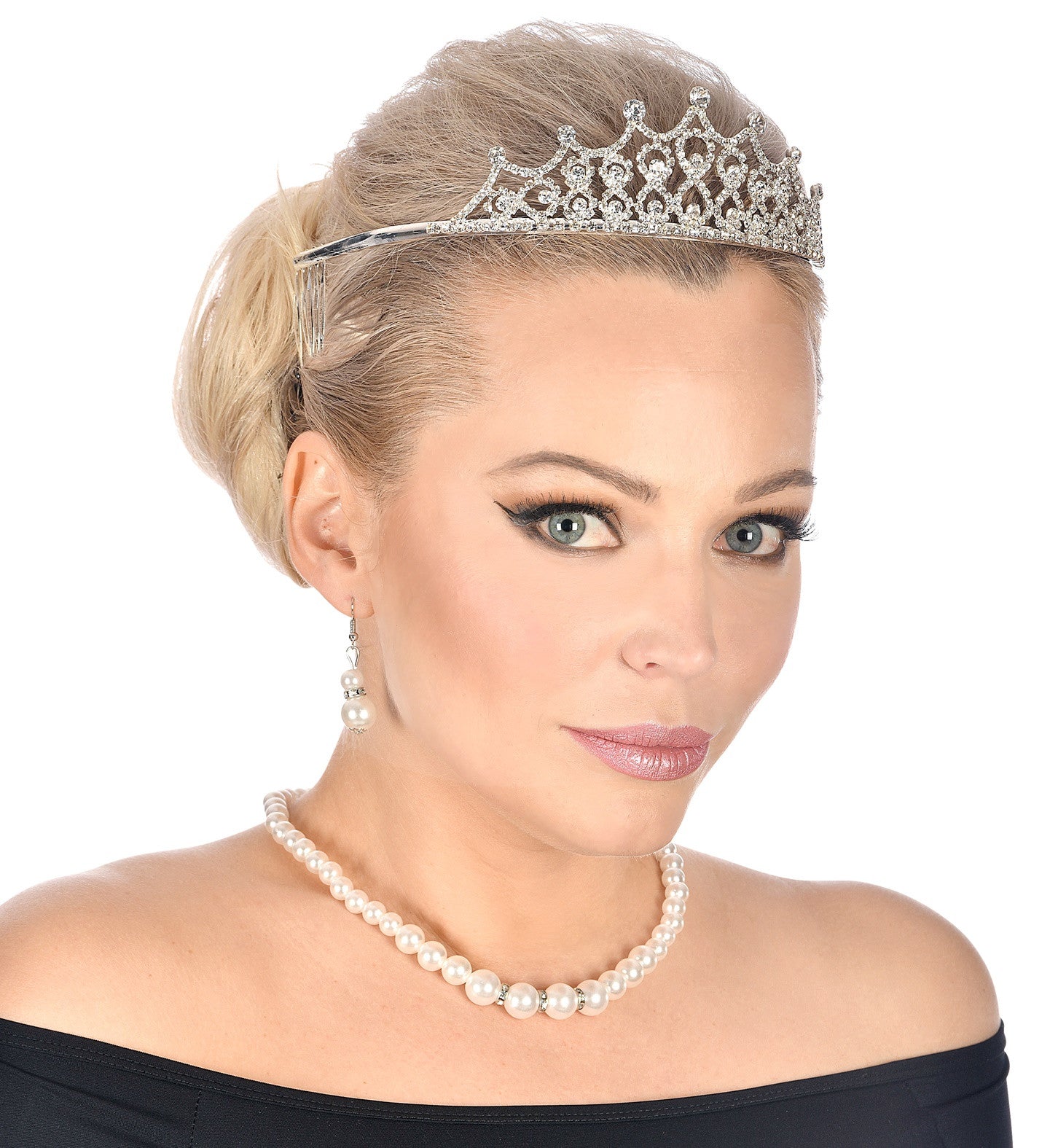 Tiara de Reina Metálica con Pedrería de Strass Coronas y Tiaras Widmann