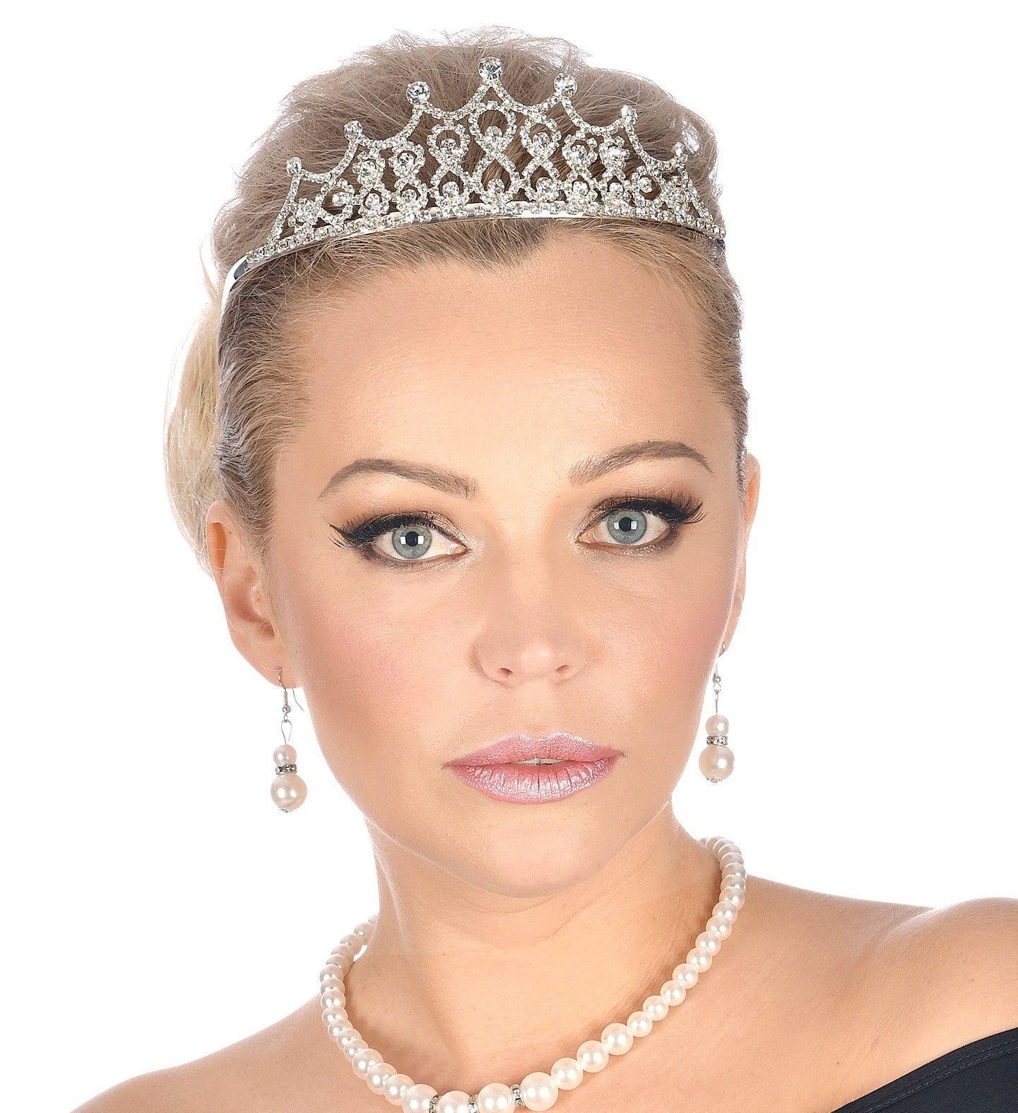 Tiara de Reina Metálica con Pedrería de Strass Coronas y Tiaras Widmann