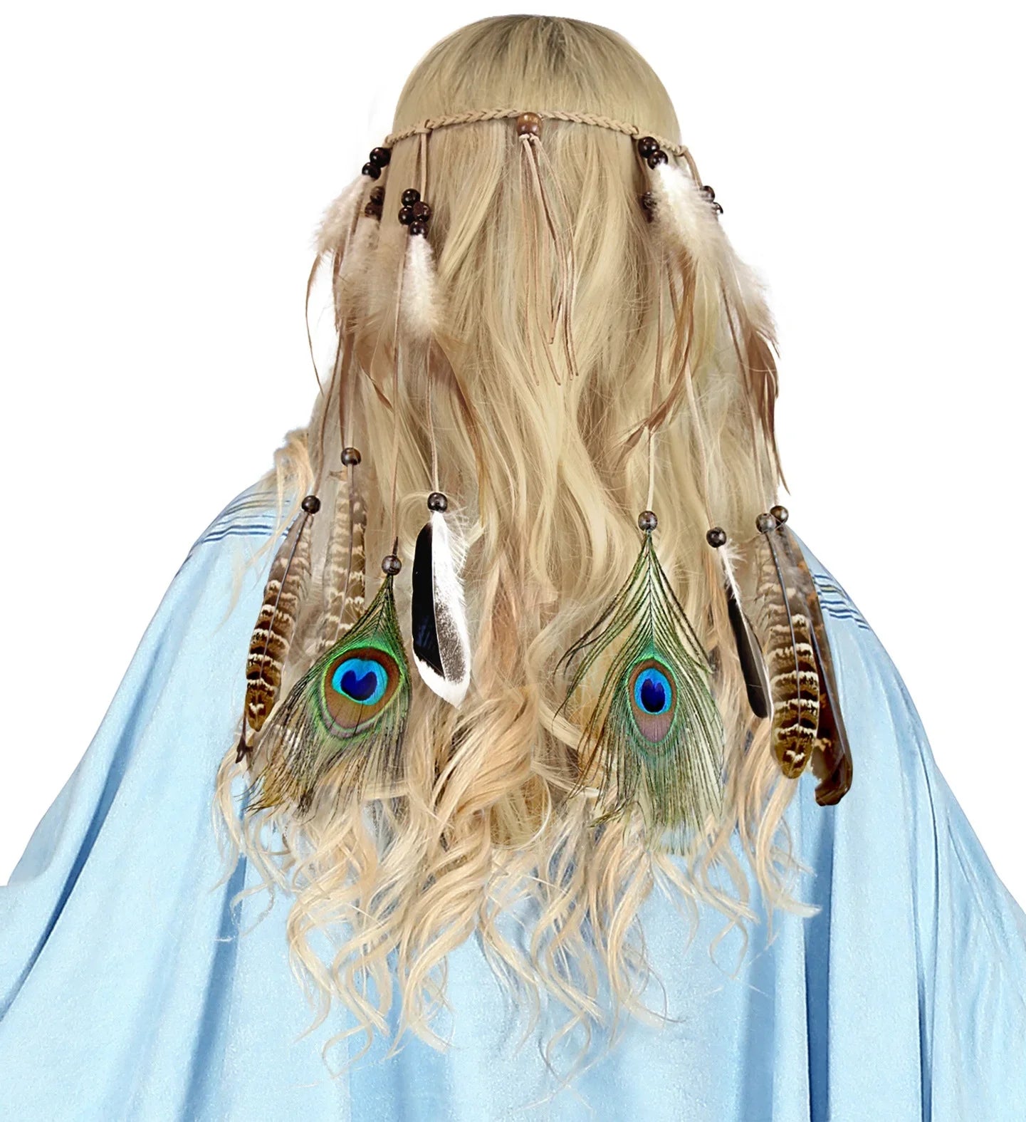 Cinta Hippie para el Pelo con Plumas de Animales Complementos Hippies Widmann