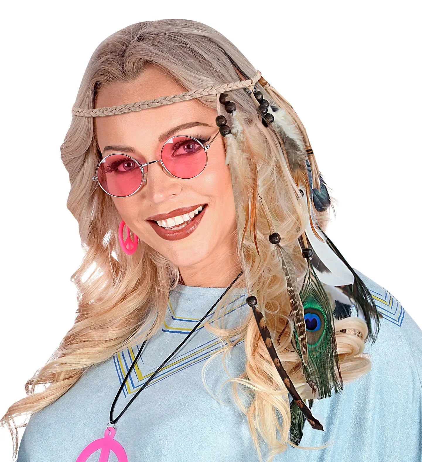 Cinta Hippie para el Pelo con Plumas de Animales Complementos Hippies Widmann