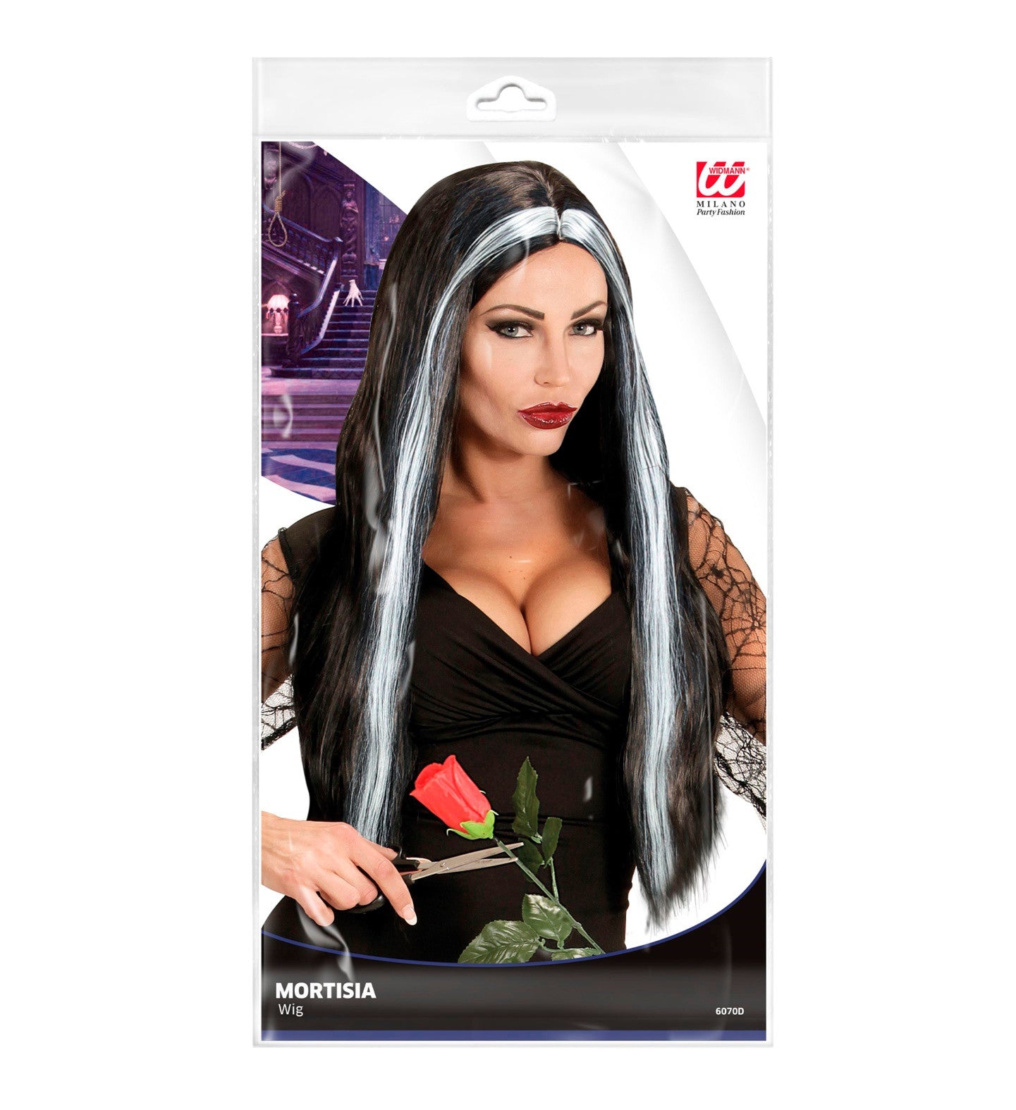 Peluca Morena de Vampiresa con Mechas COMPLEMENTOS Widmann