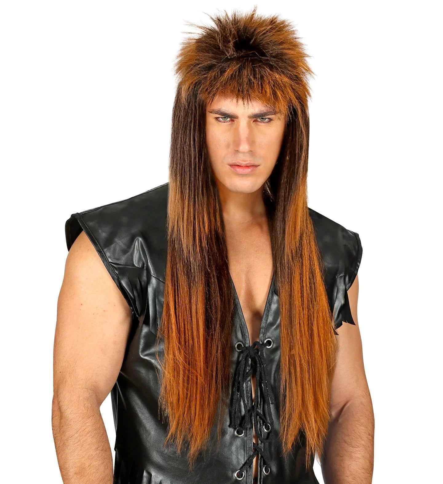 Peluca Morena de Rockero Larga con Mechas Rubias COMPLEMENTOS Widmann