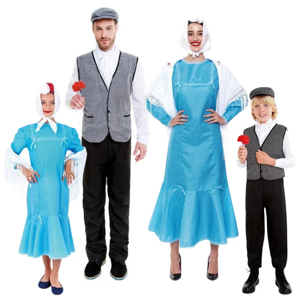 Disfraces para Grupo de Chulapa Madrileña Azul y Chulapo Chulapos y Chulapas Disfraces Simon