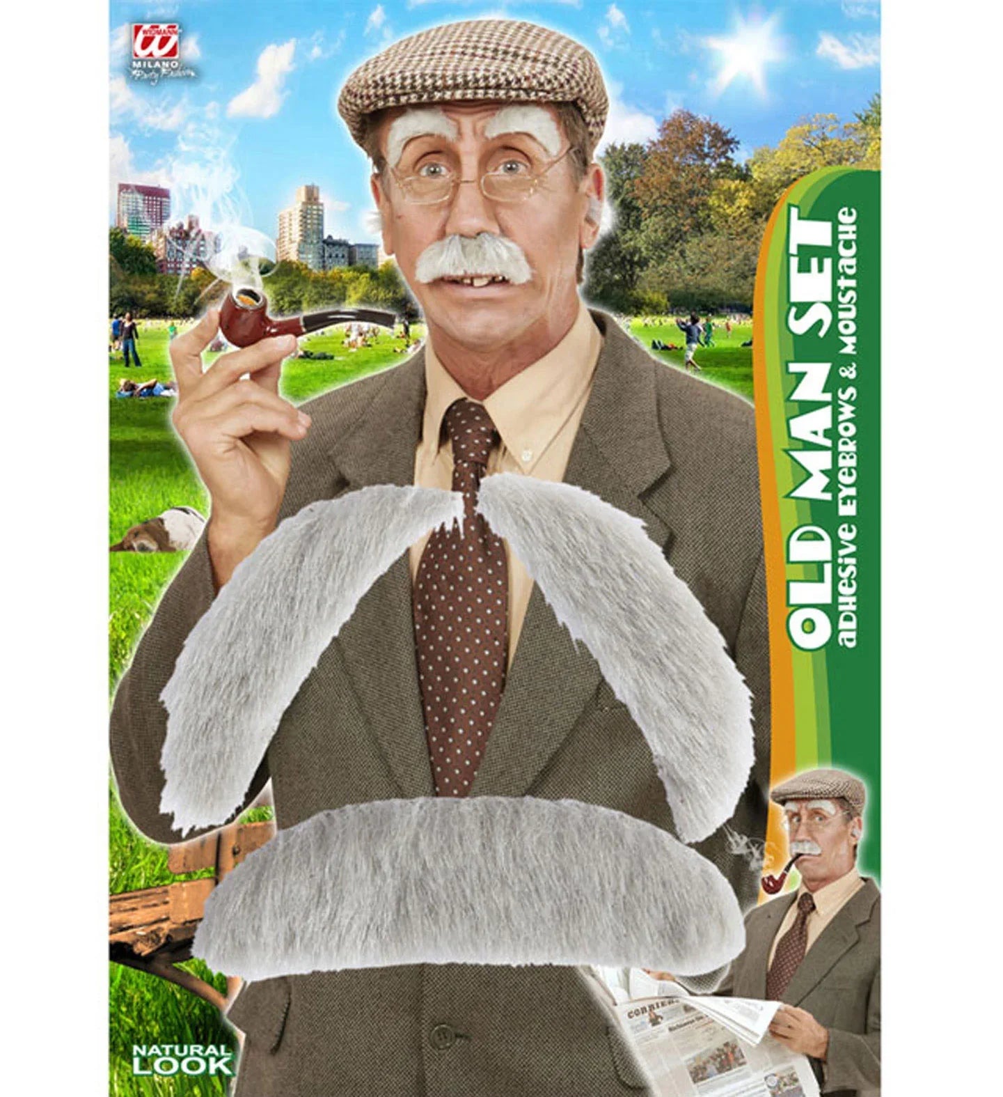 Kit de Abuelo con Bigote Blanco y Cejas Abuelas y Ancianos Widmann
