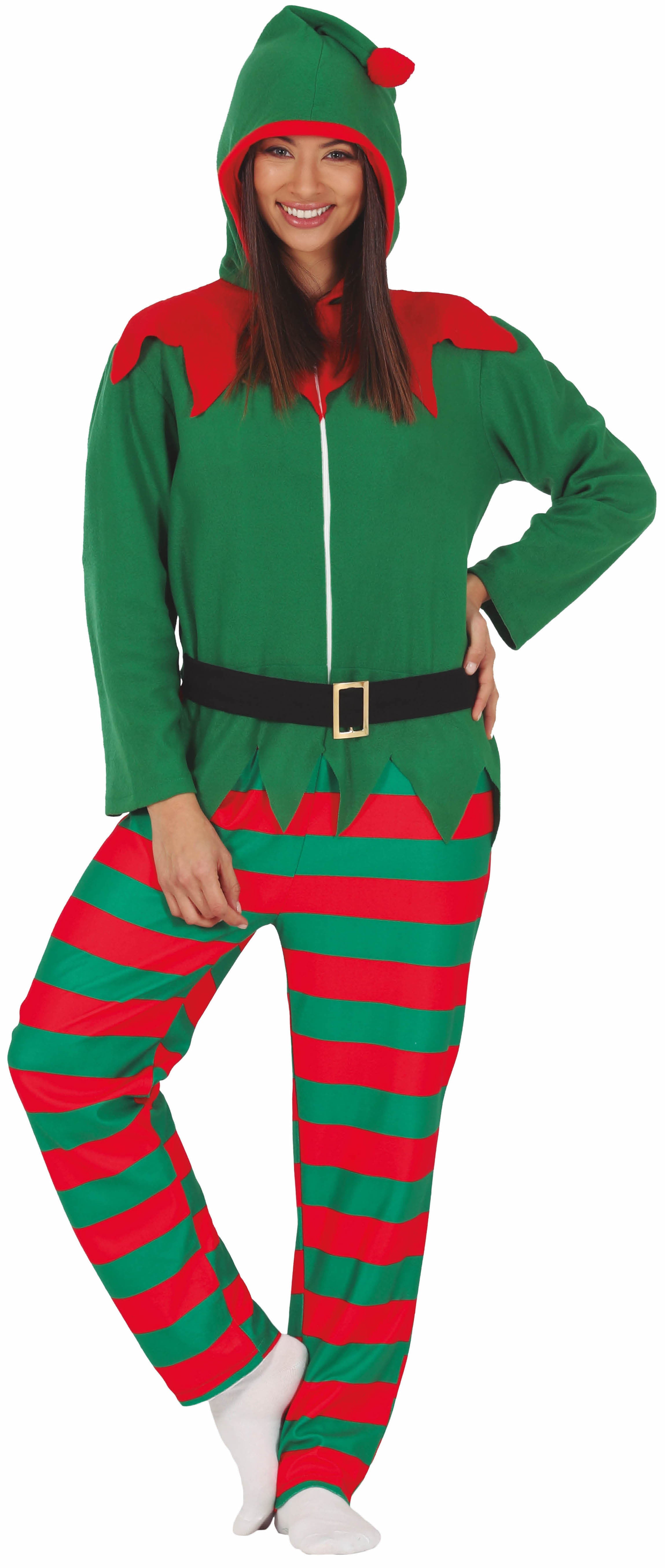 Disfraz de Elfa Navideña Pijama para Adulta Elfos Navideños Guirca