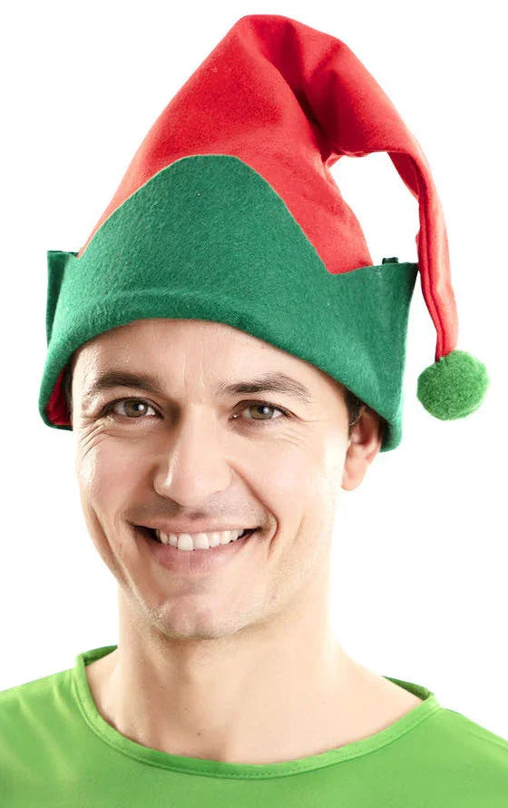 Gorro de Elfo de Navidad Rojo y Verde Elfos Navideños EuroCarnavales