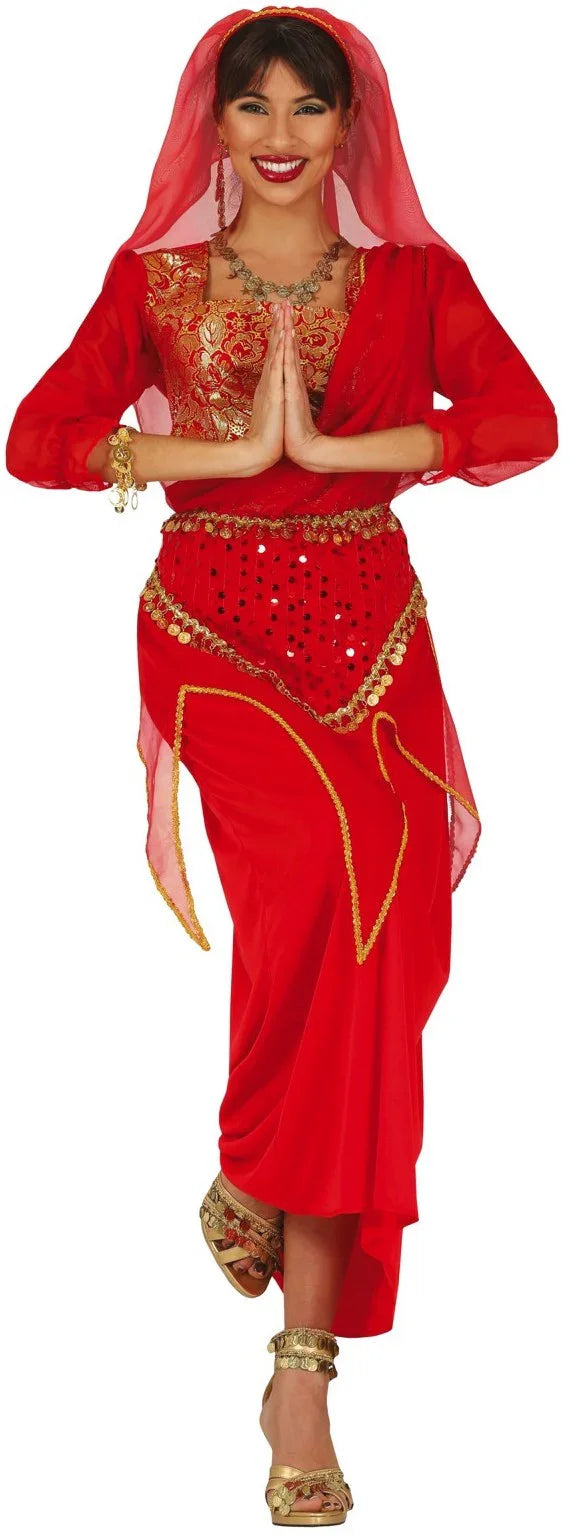 Disfraz de India Bollywood Rojo para Mujer Hindús Guirca