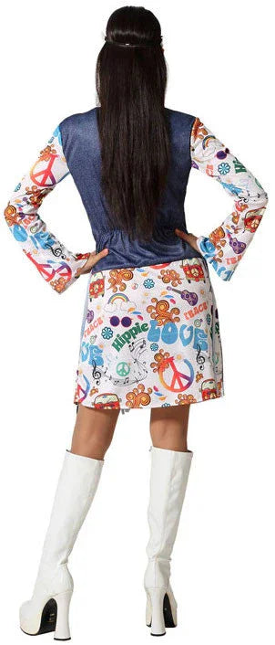 Disfraz de Hippie Jeans Estampado para Mujer Hippie Atosa