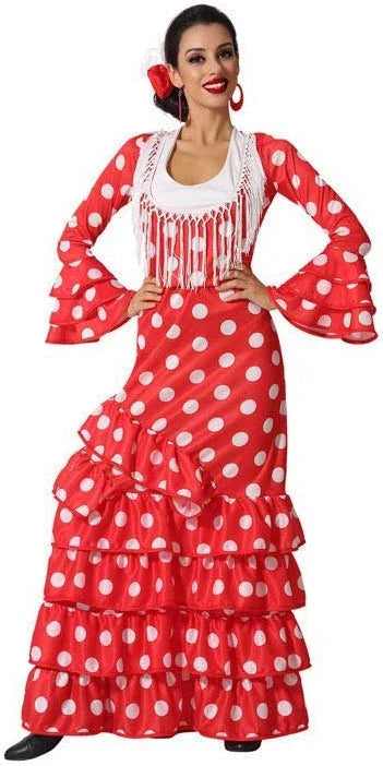 Disfraz de Flamenca Rojo para Adulto Sevillanas Atosa