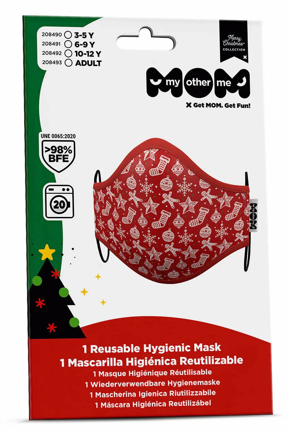 Mascarilla Roja Estampado Navidad Infantil Mascarillas Navideñas Viving