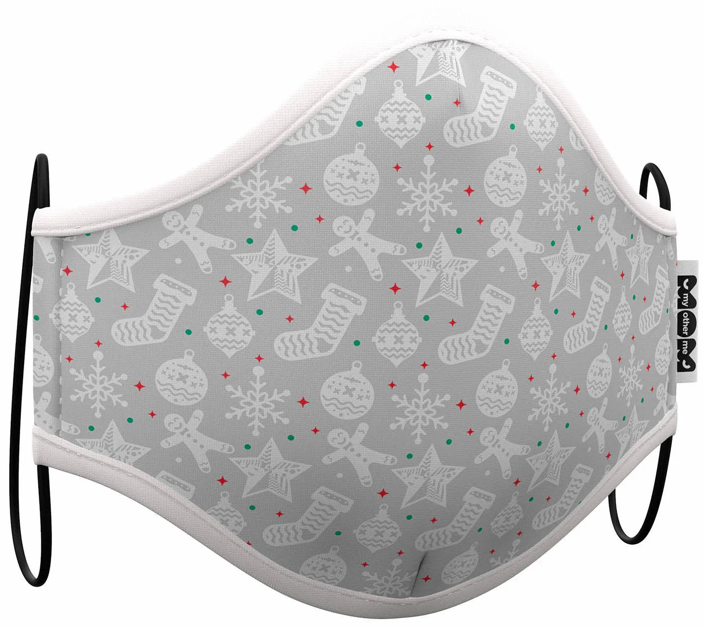 Mascarilla Gris Estampado Navidad para Adulto Mascarillas Navideñas Viving
