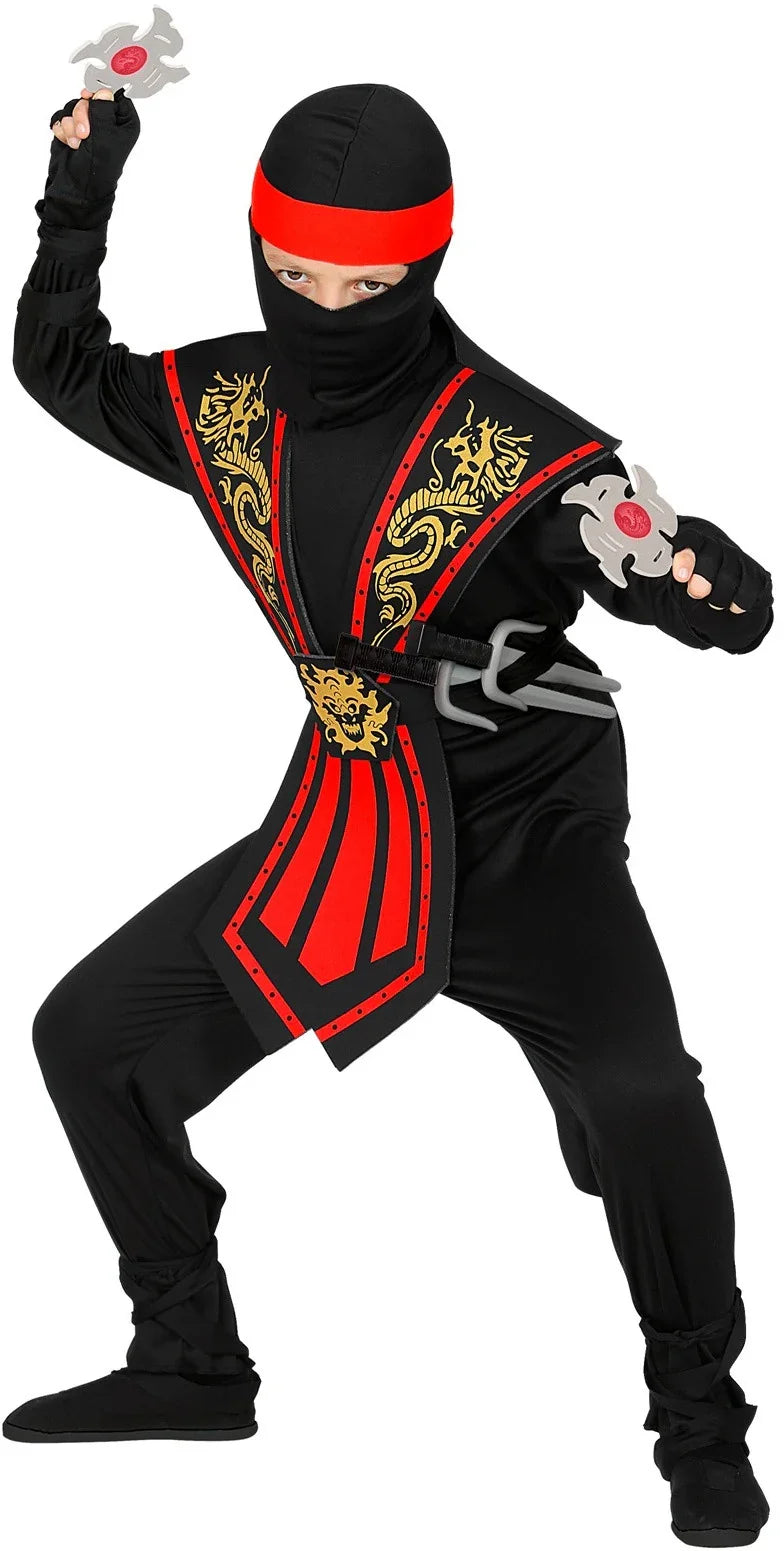 Disfraz de Ninja Rojo con Accesorios Infantil Ninjas Widmann