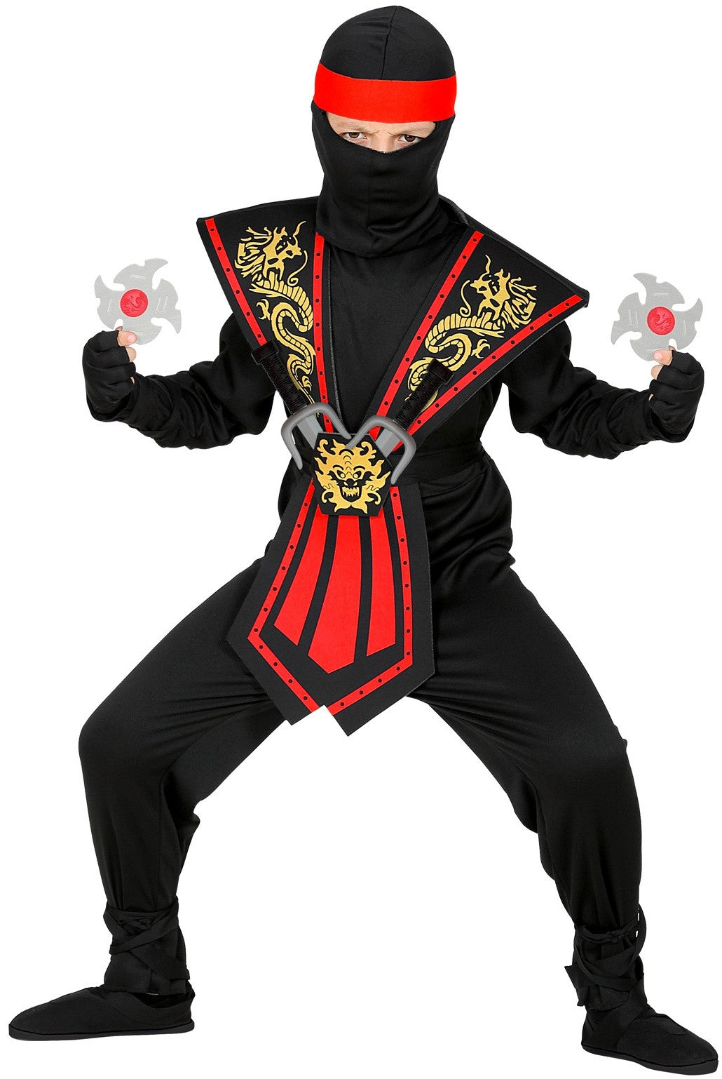 Disfraz de Ninja Rojo con Accesorios Infantil Ninjas Widmann