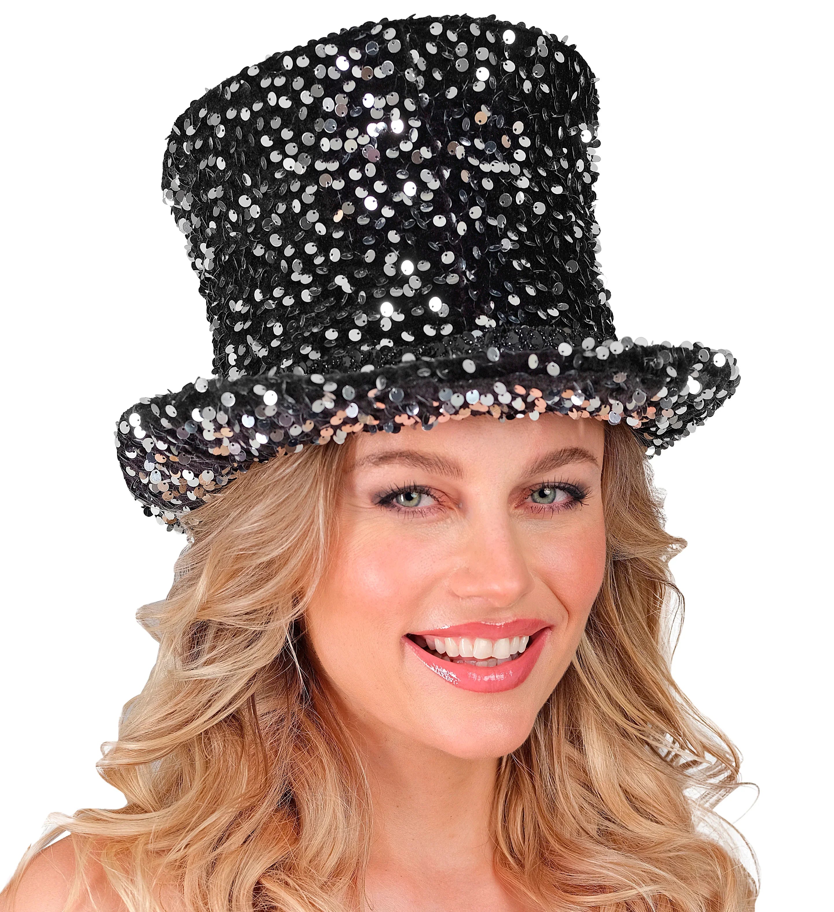 Chistera Negra Acampanada con Lentejuelas Plateadas Chisteras Widmann