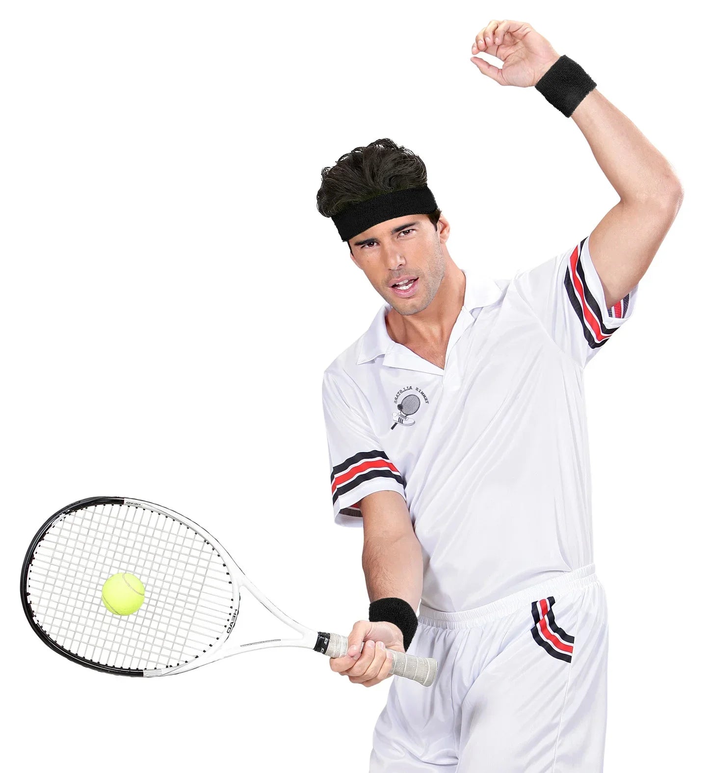 Cinta y Muñequeras Negras Estilo Años 80 Complementos Años 60, 70, 80 Widmann