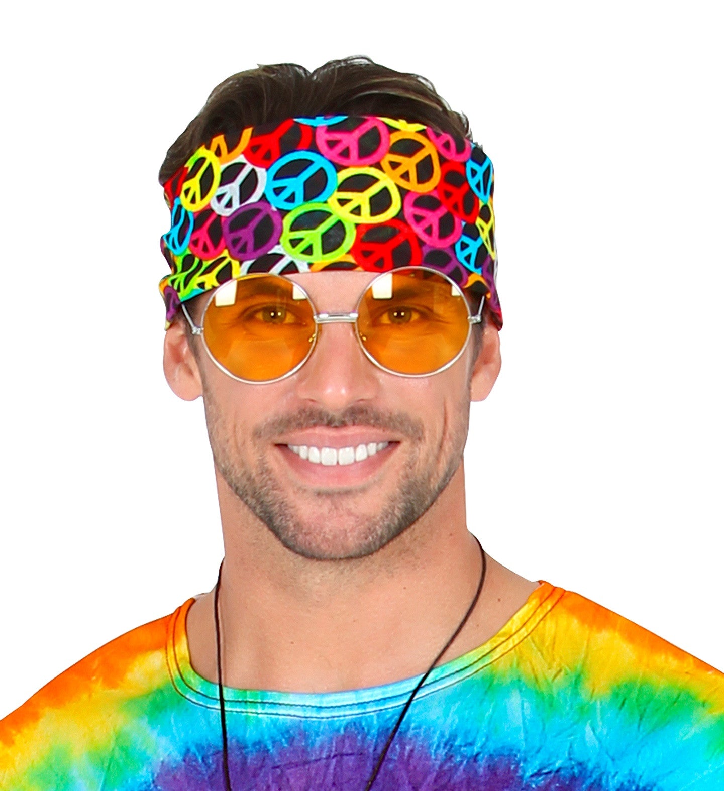 Pañuelo Bandana con Símbolos de la Paz para Adulto Complementos Hippies Widmann
