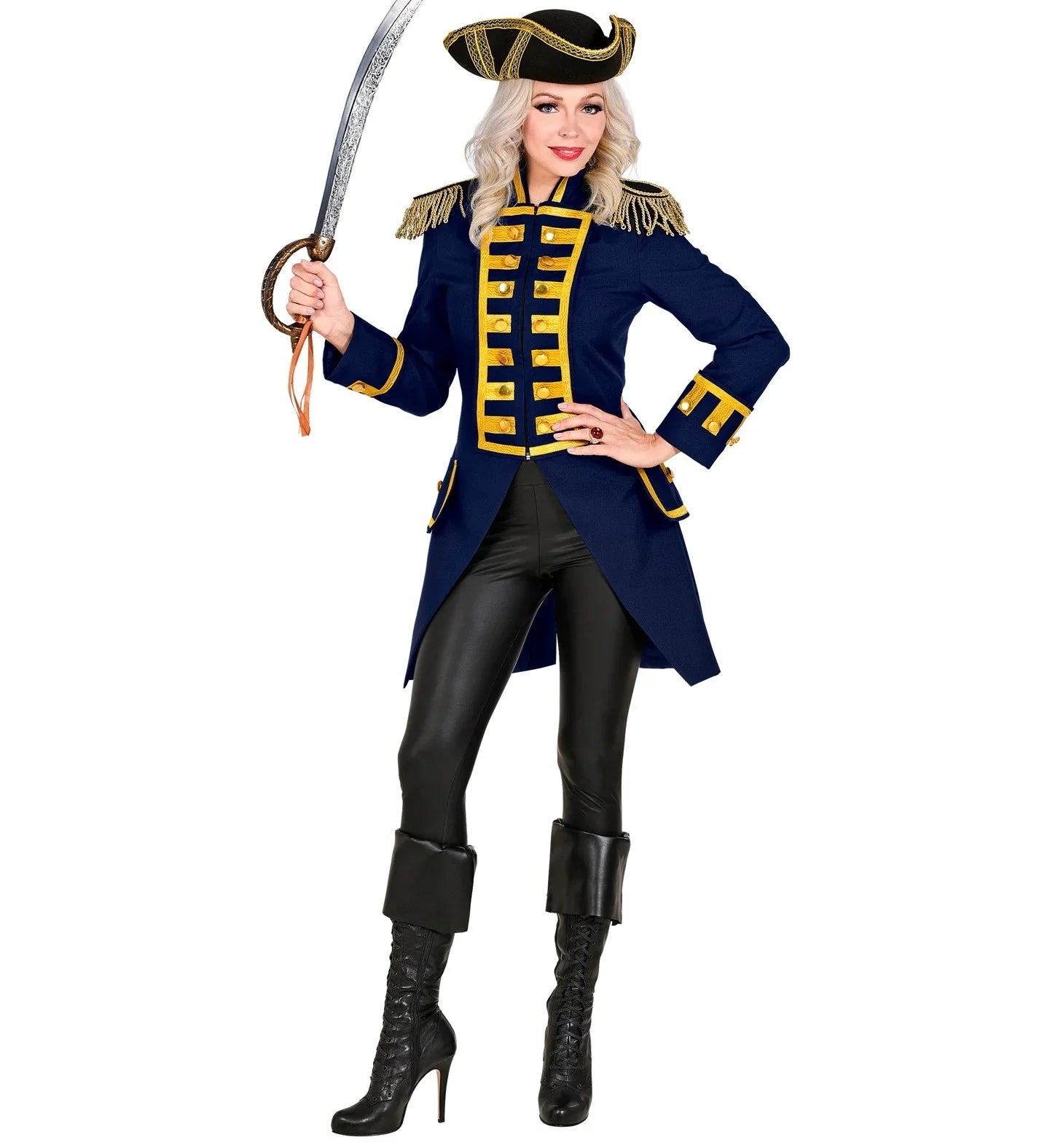 Chaqueta Azul con Pechera Dorada para Mujer Chaquetas, Chalecos y Camisas Widmann