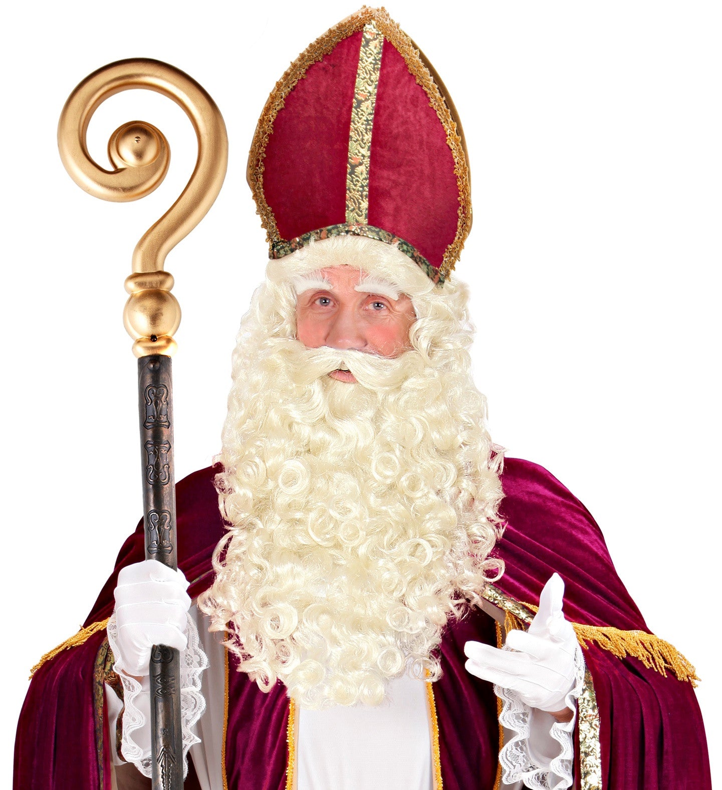 Peluca con Barba, Bigote y Cejas Blanco Natural Papa Noel y Mama Noel Widmann