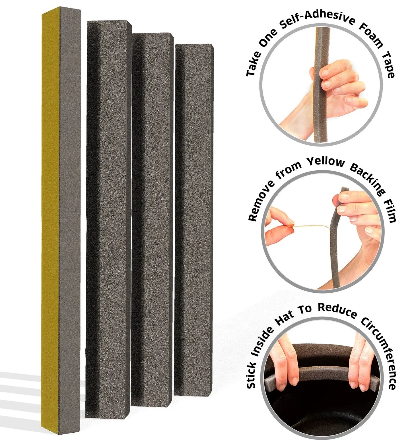 Tiras de Espuma con Adhesivo para Ajustar Sombreros Sombreros y Gorros Widmann
