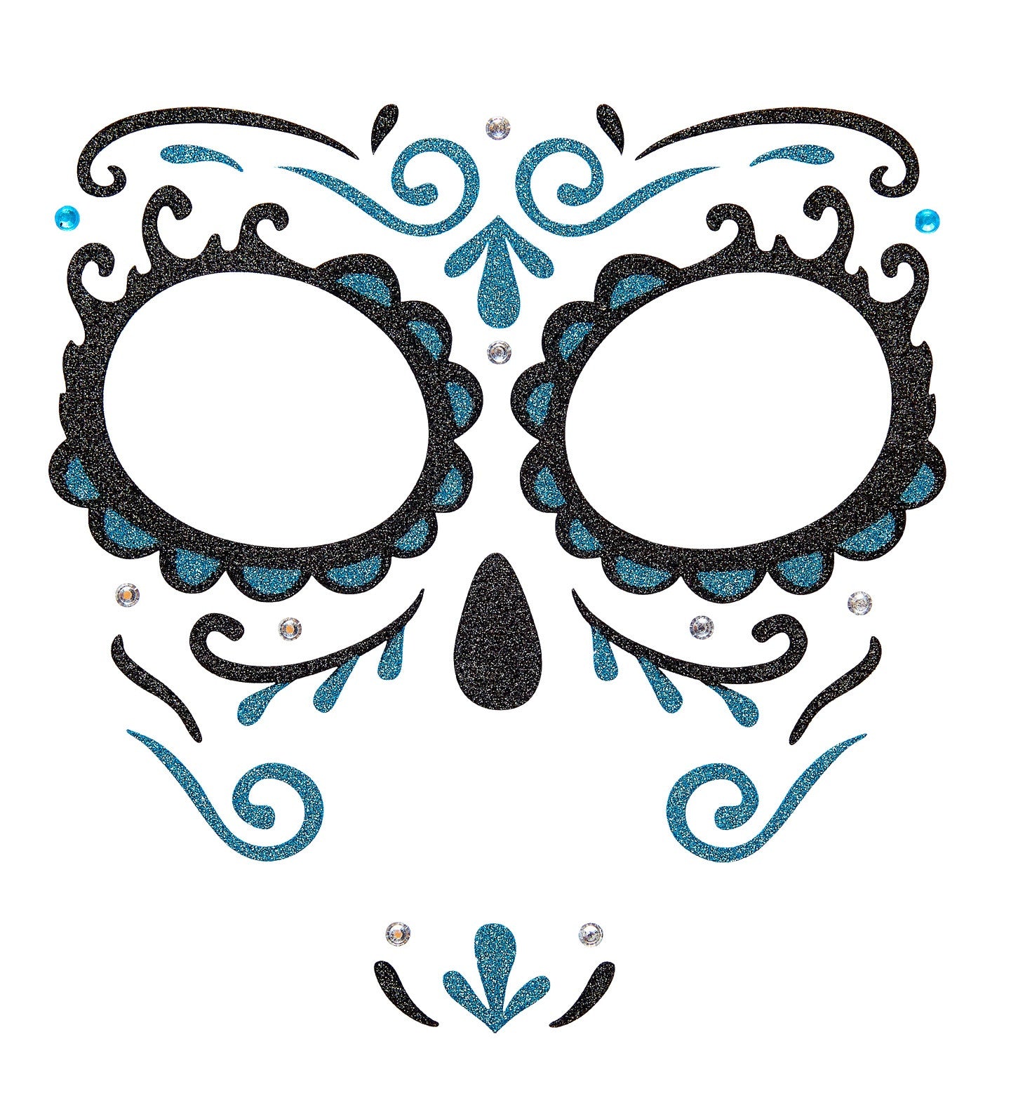 Set de Adhesivos de Catrina Azul con Purpurina Kits de Maquillaje Widmann