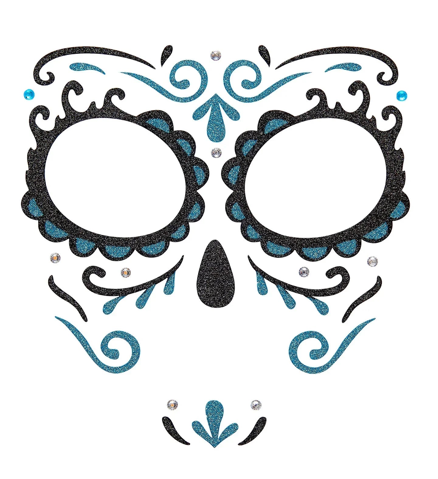 Set de Adhesivos de Catrina Azul con Purpurina Kits de Maquillaje Widmann