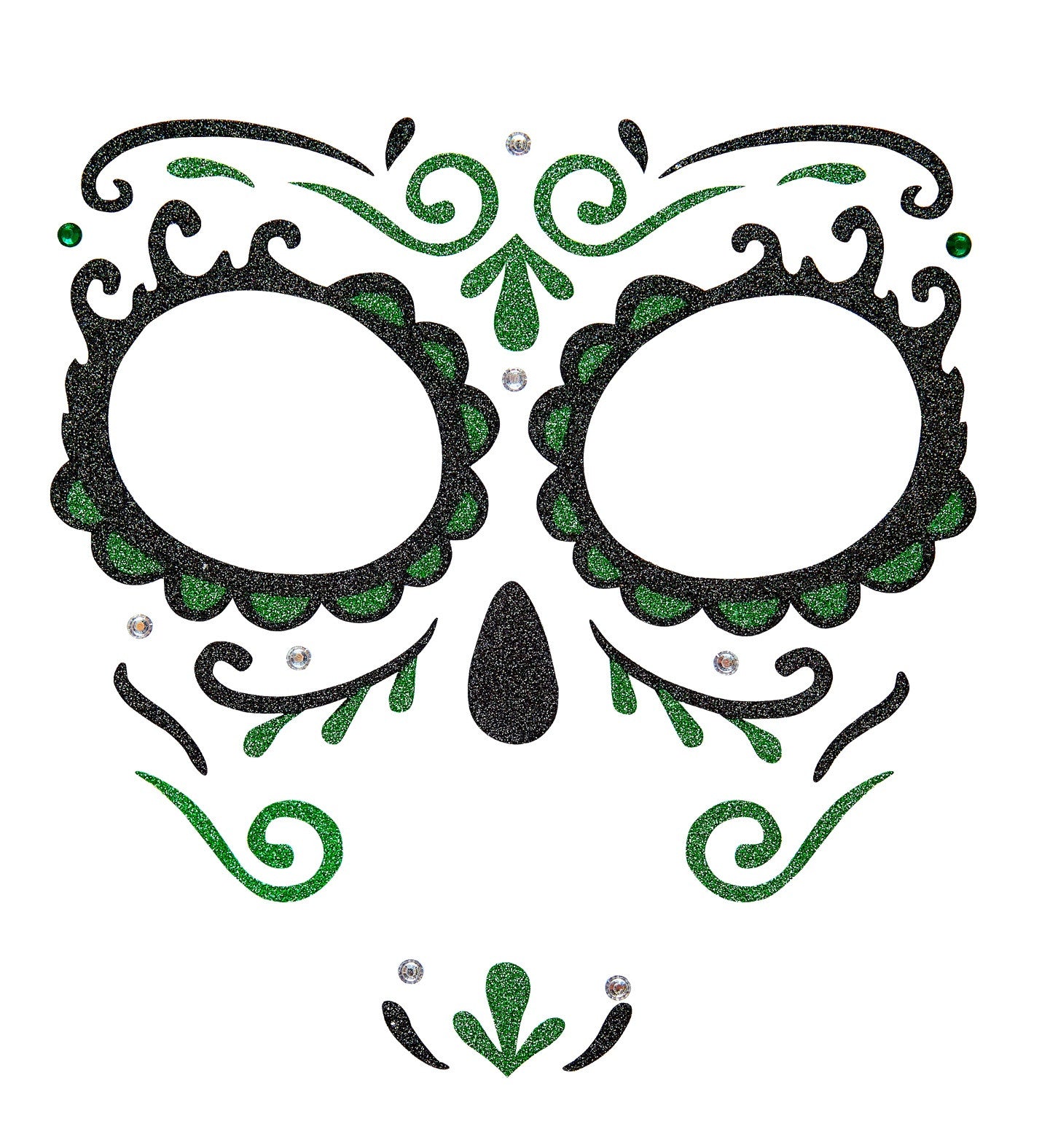 Set de Adhesivos de Catrina Verde con Purpurina Kits de Maquillaje Widmann