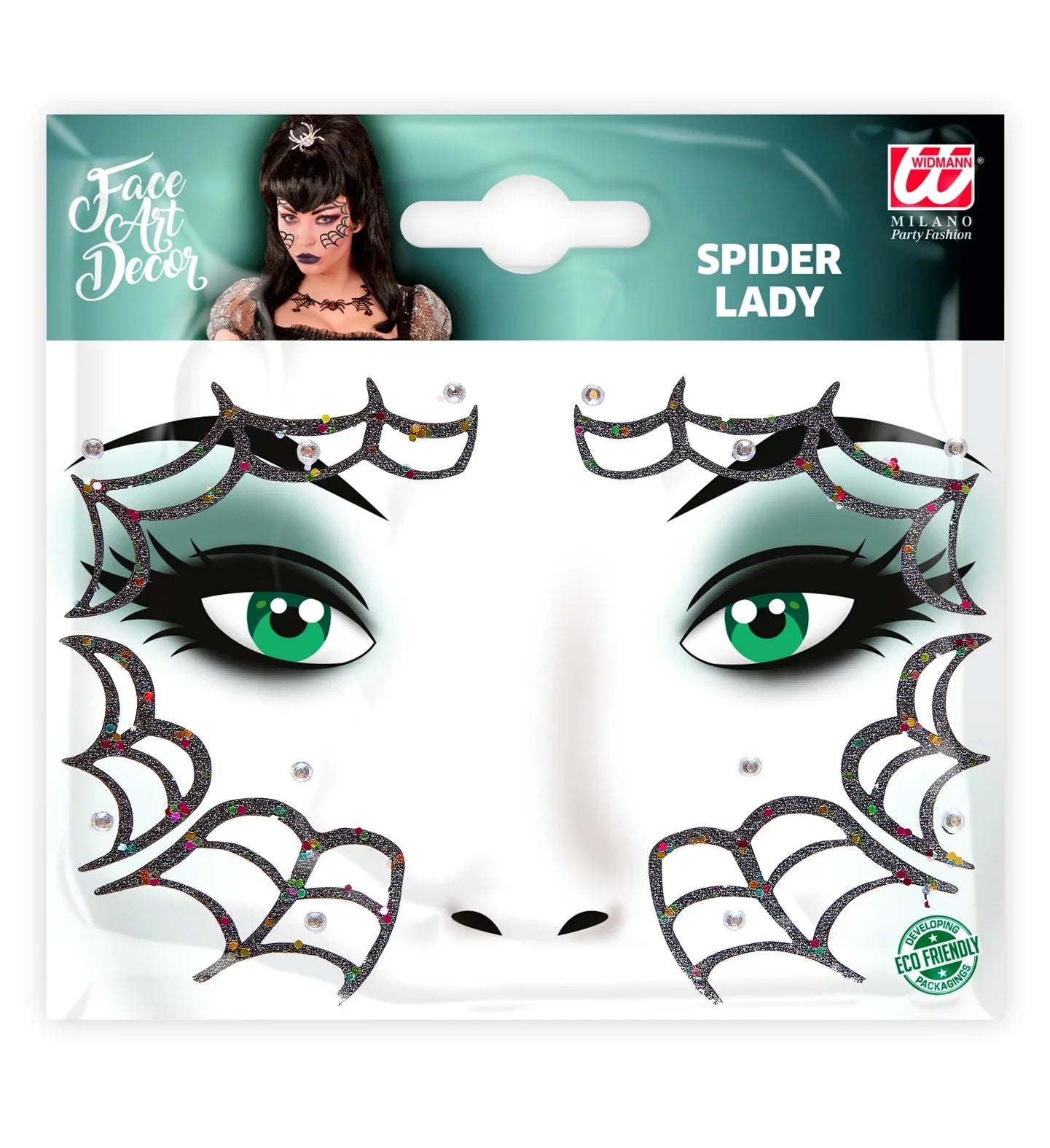 Set de Adhesivos de Tela de Araña con Purpurina Kits de Maquillaje Widmann
