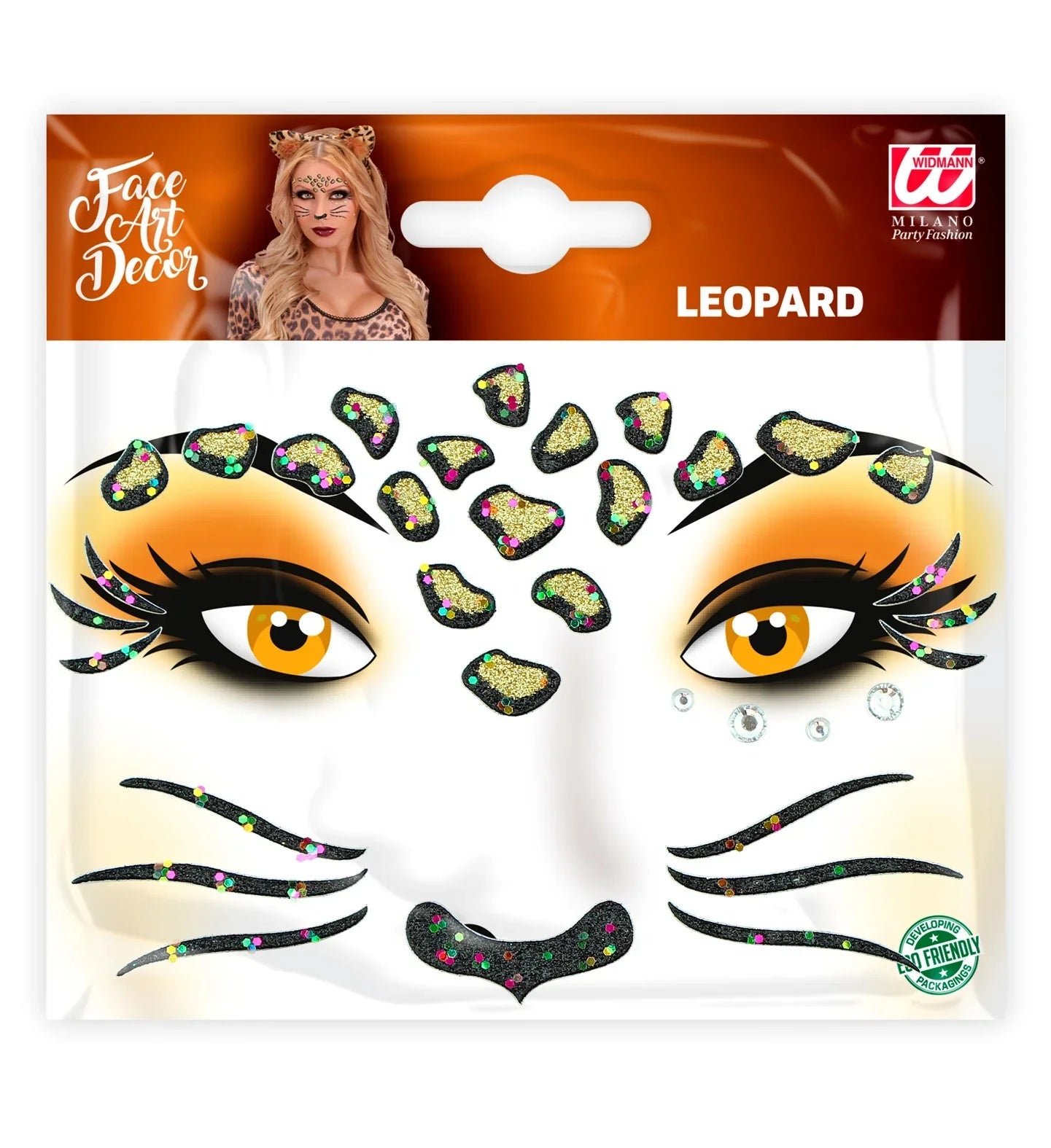 Set de Adhesivos de Leopardo con Purpurina Kits de Maquillaje Widmann