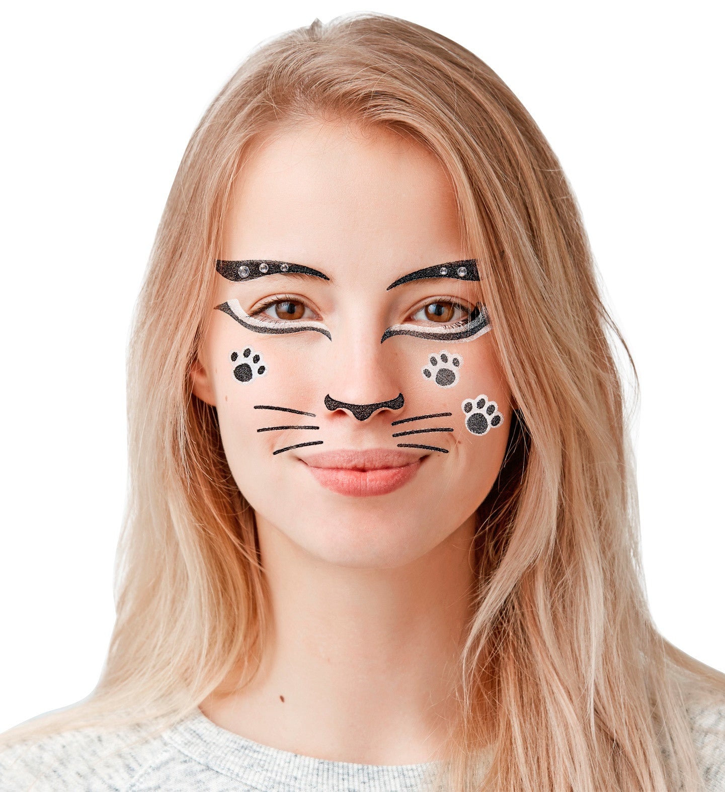 Set de Adhesivos de Gata con Purpurina Kits de Maquillaje Widmann