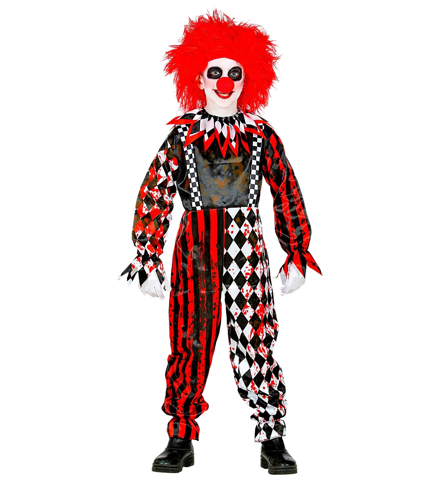 Disfraz de Payaso de Terror Rojo y Negro Infantil Payasos Asesinos Widmann