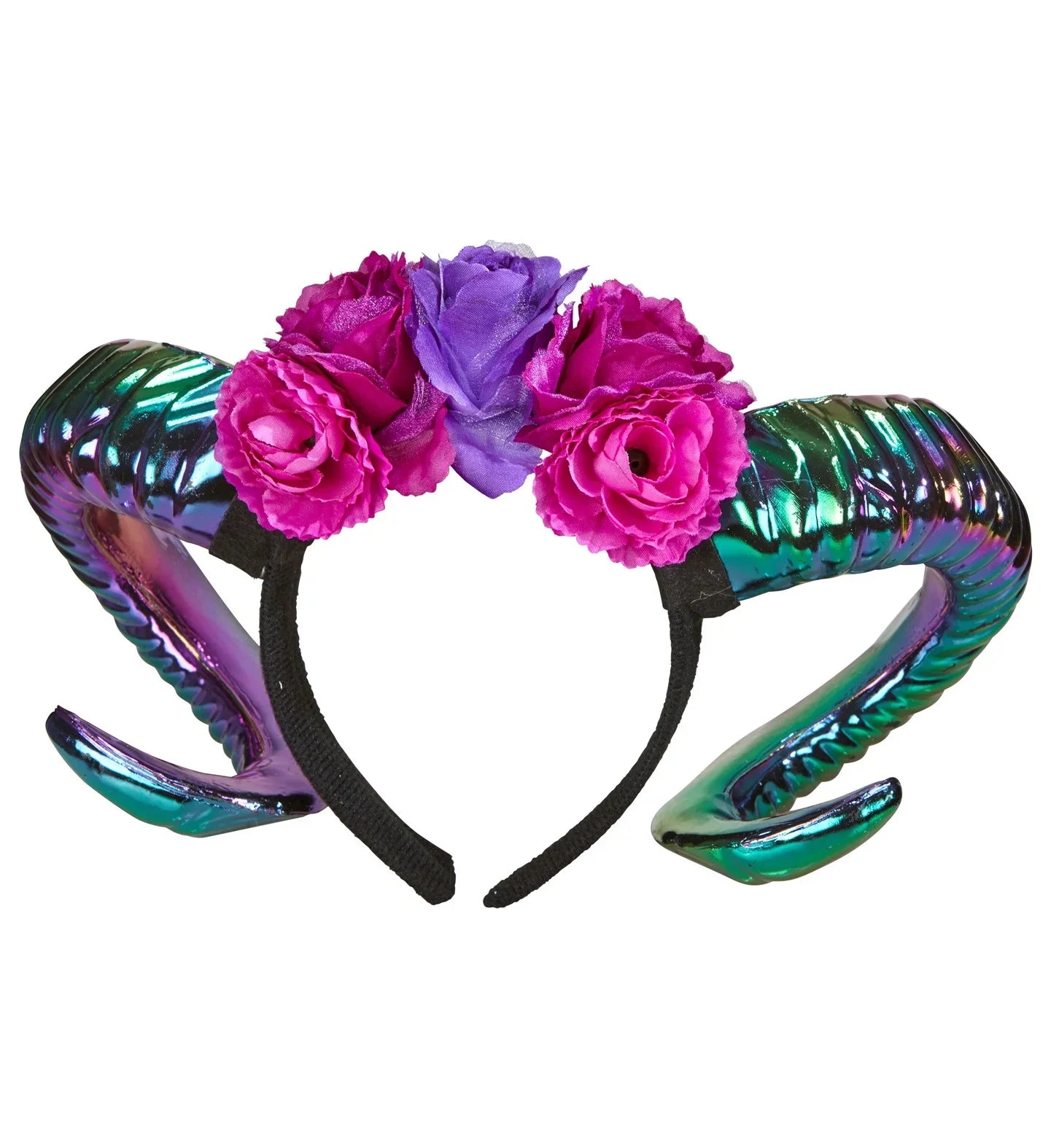 Diadema con Cuernos y Flores Rosas y Moradas Accesorios para la Cabeza Widmann