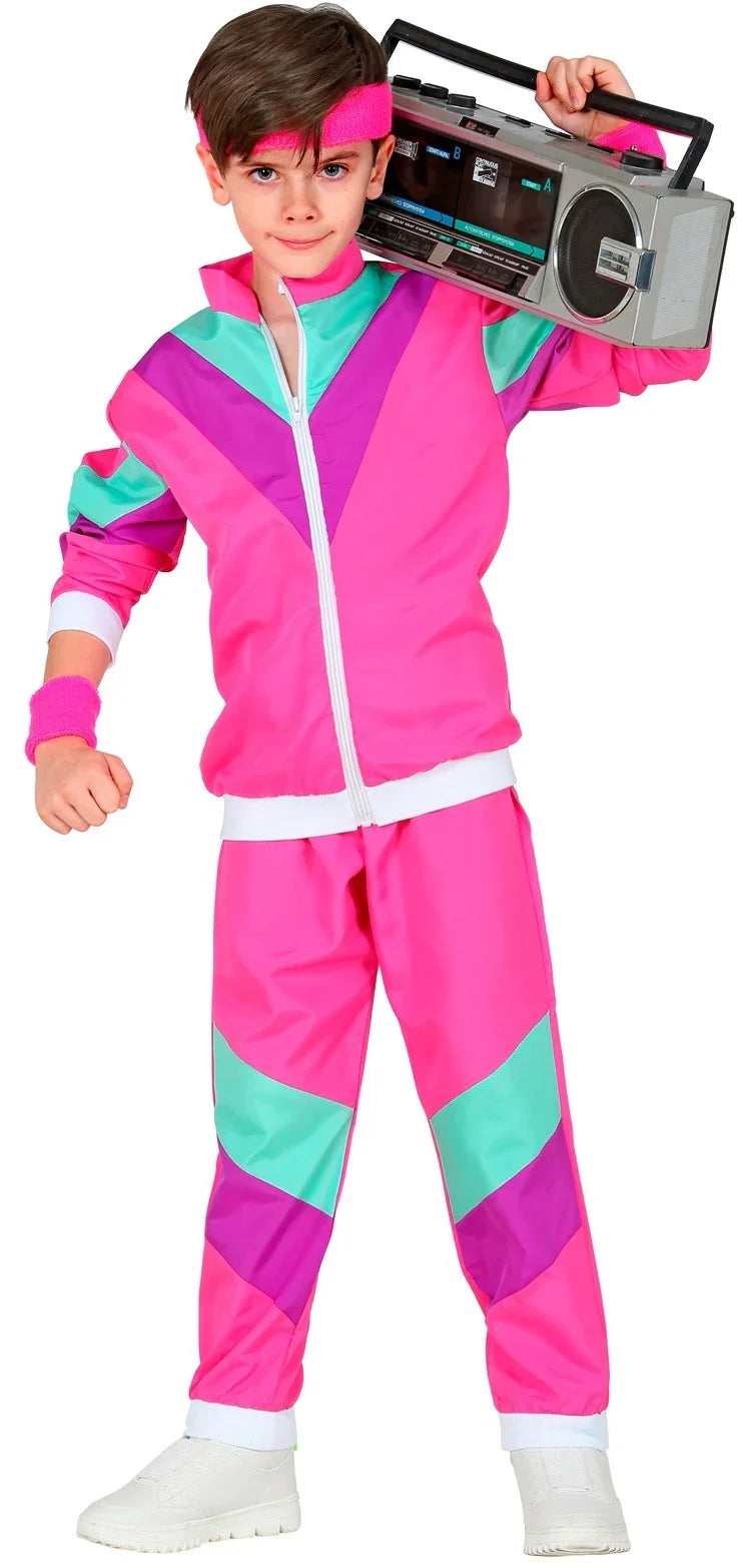 Disfraz Chándal de Táctel Ochentero Rosa Infantil Chándales de Táctel Años 80 Widmann