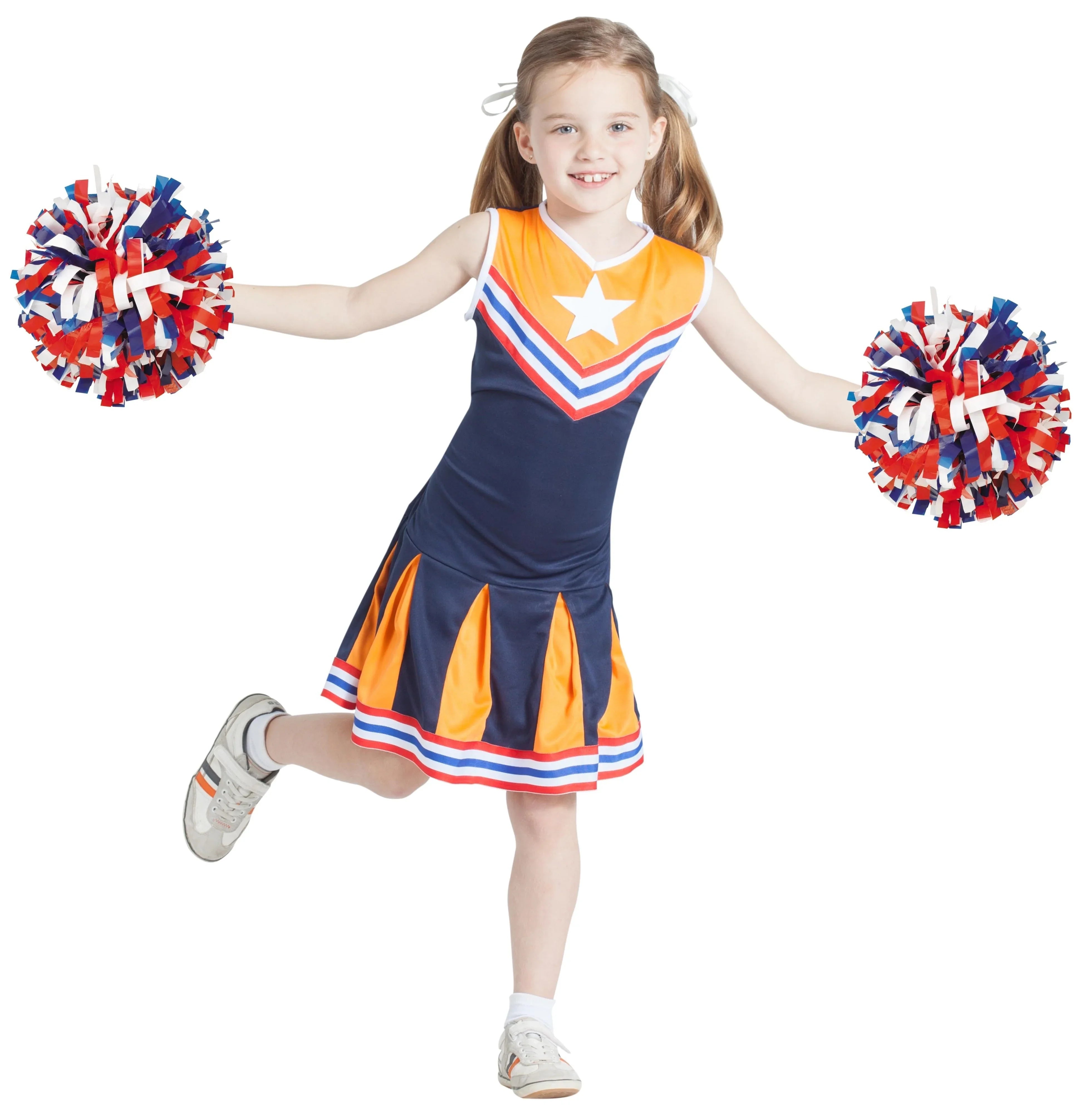 Disfraz de Animadora Azul y Naranja para Niña Animadoras Kimokawaii