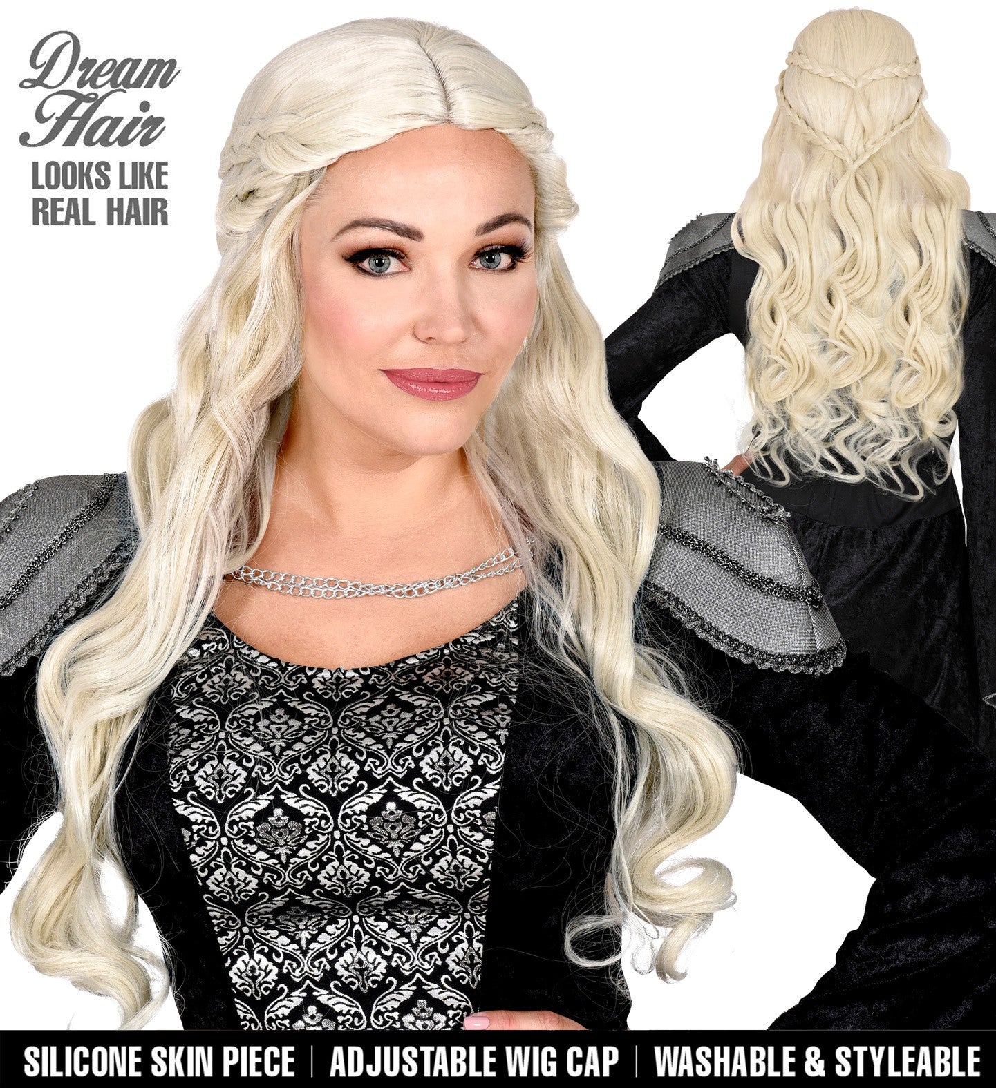 Peluca de Daenerys Targaryen Blanca de Melena Larga Khaleesi Daenerys Targaryen Widmann
