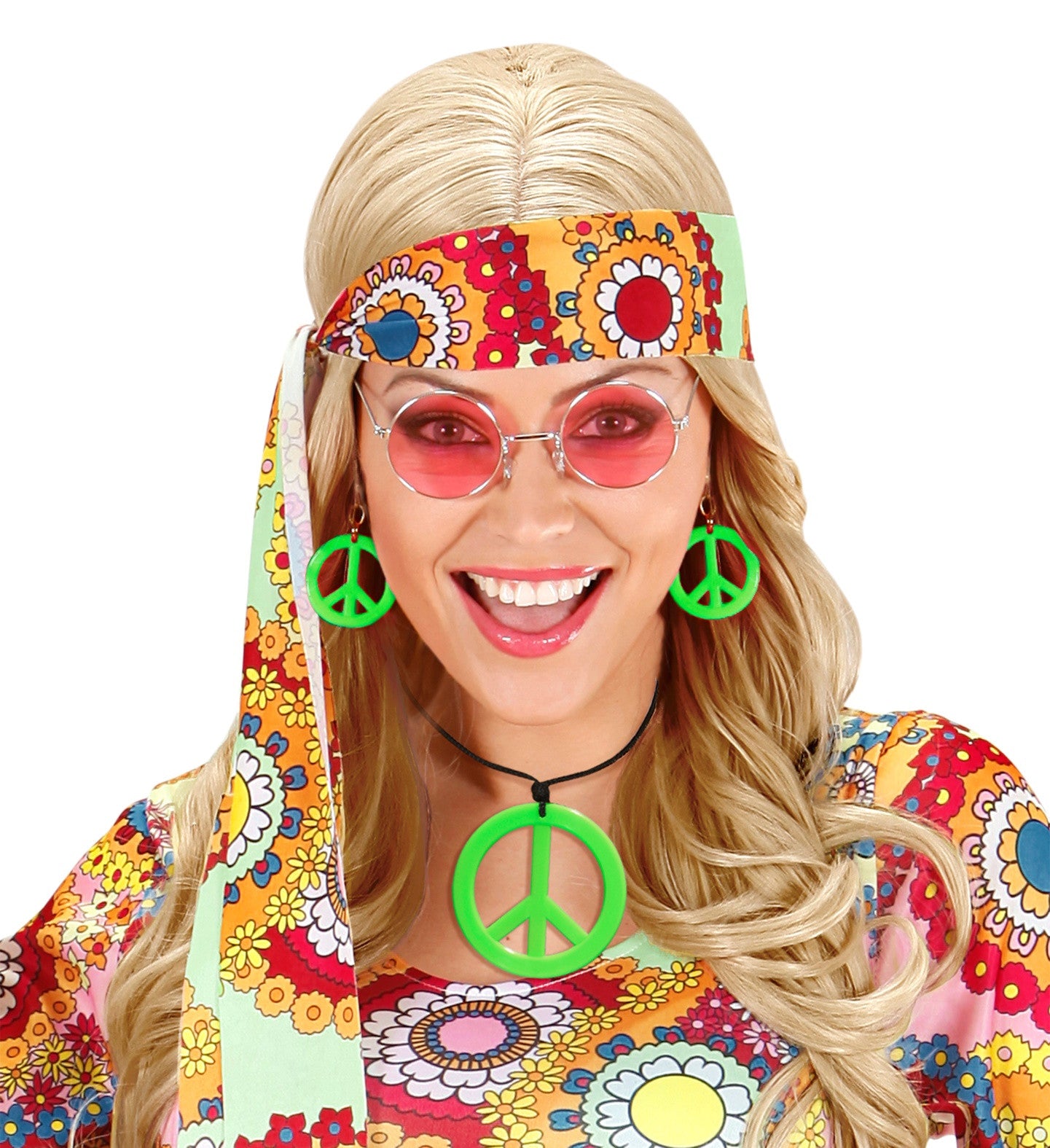 Pendientes y Collar Hippies en Diferentes Colores COMPLEMENTOS Widmann Verde